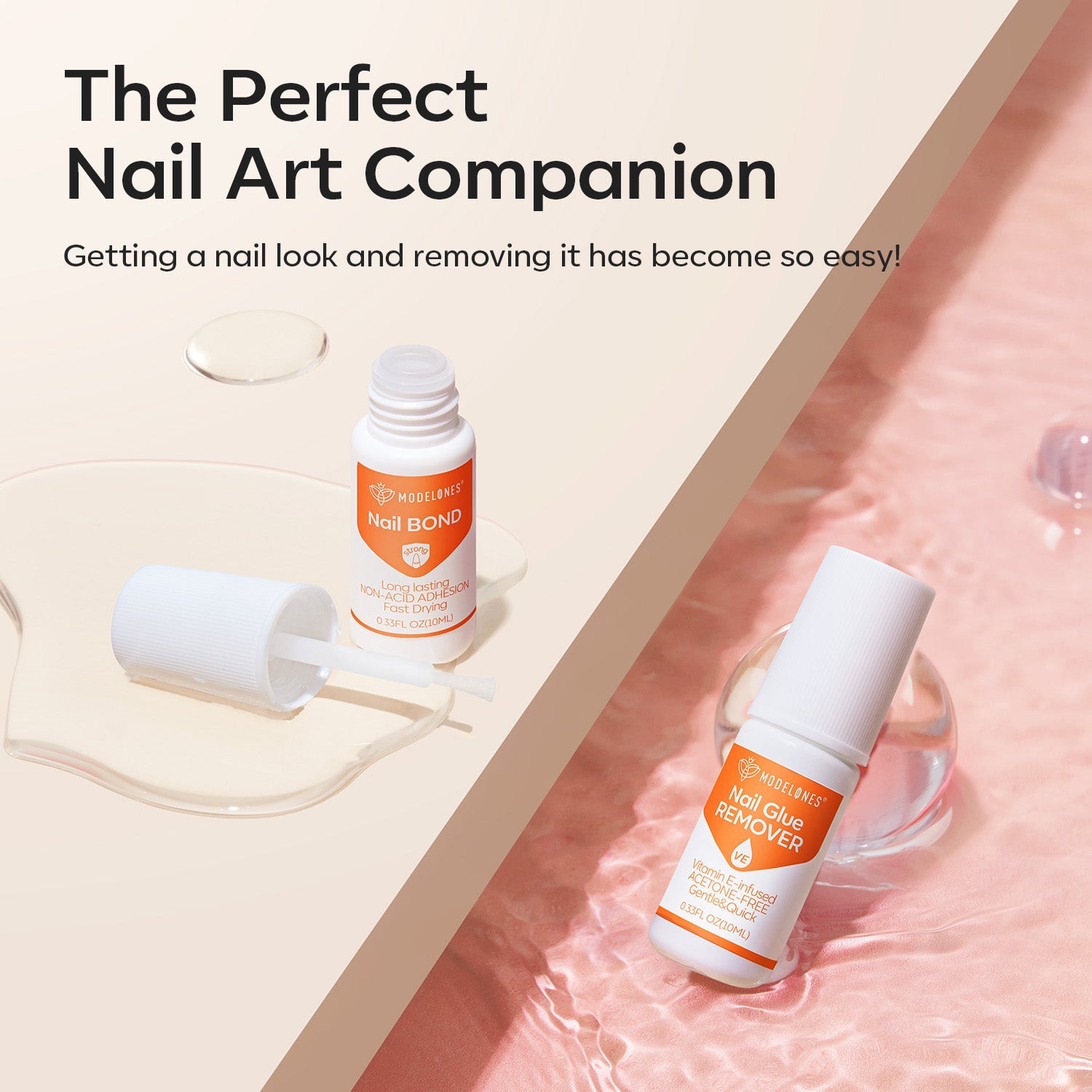 6Pcs Non-Acetone Nail Bond with Nail Glue Remover Kit