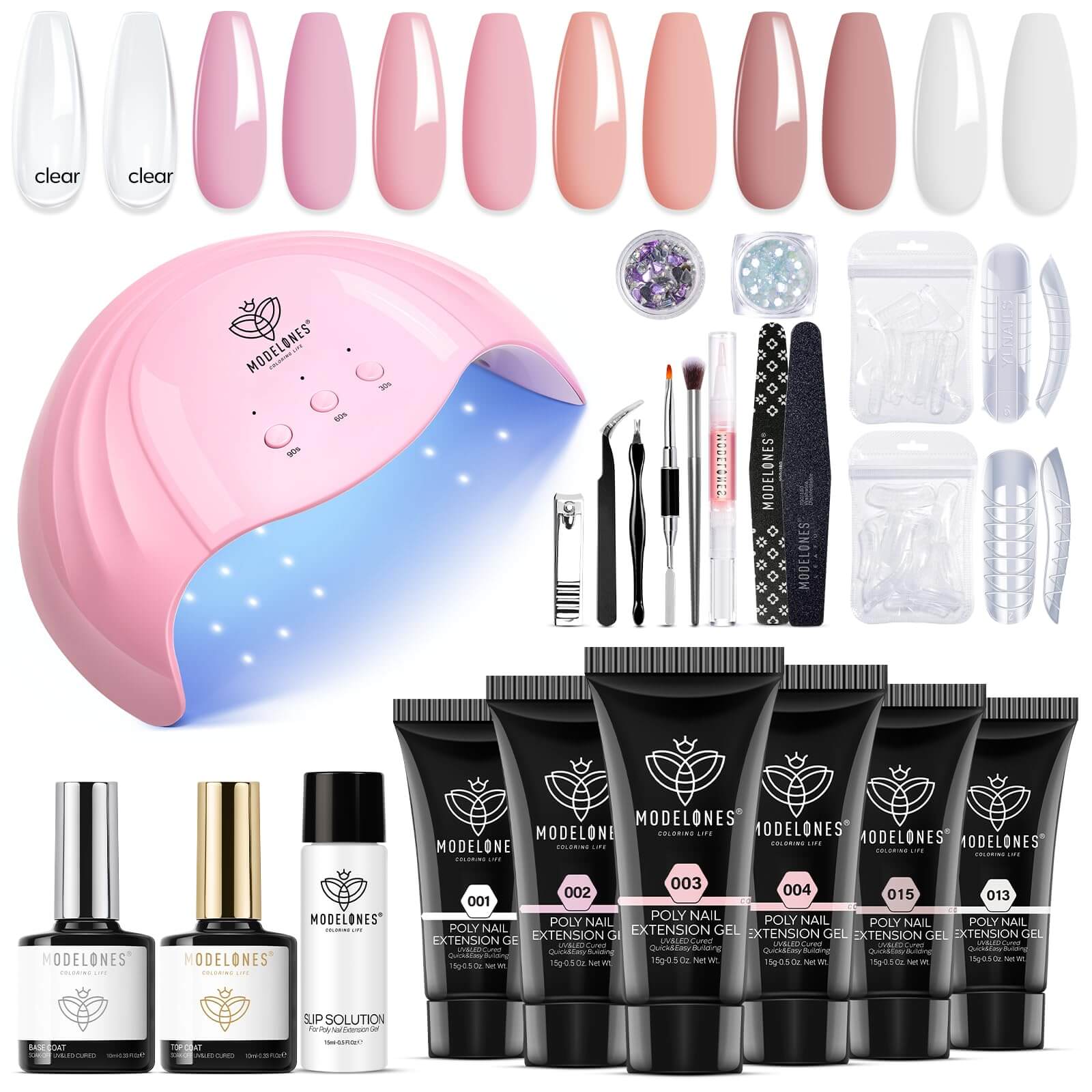 Pink Empire - 21Pcs 6 Colors Poly Nail Gel Kit Poly Nail Gel Kit MODELONES #