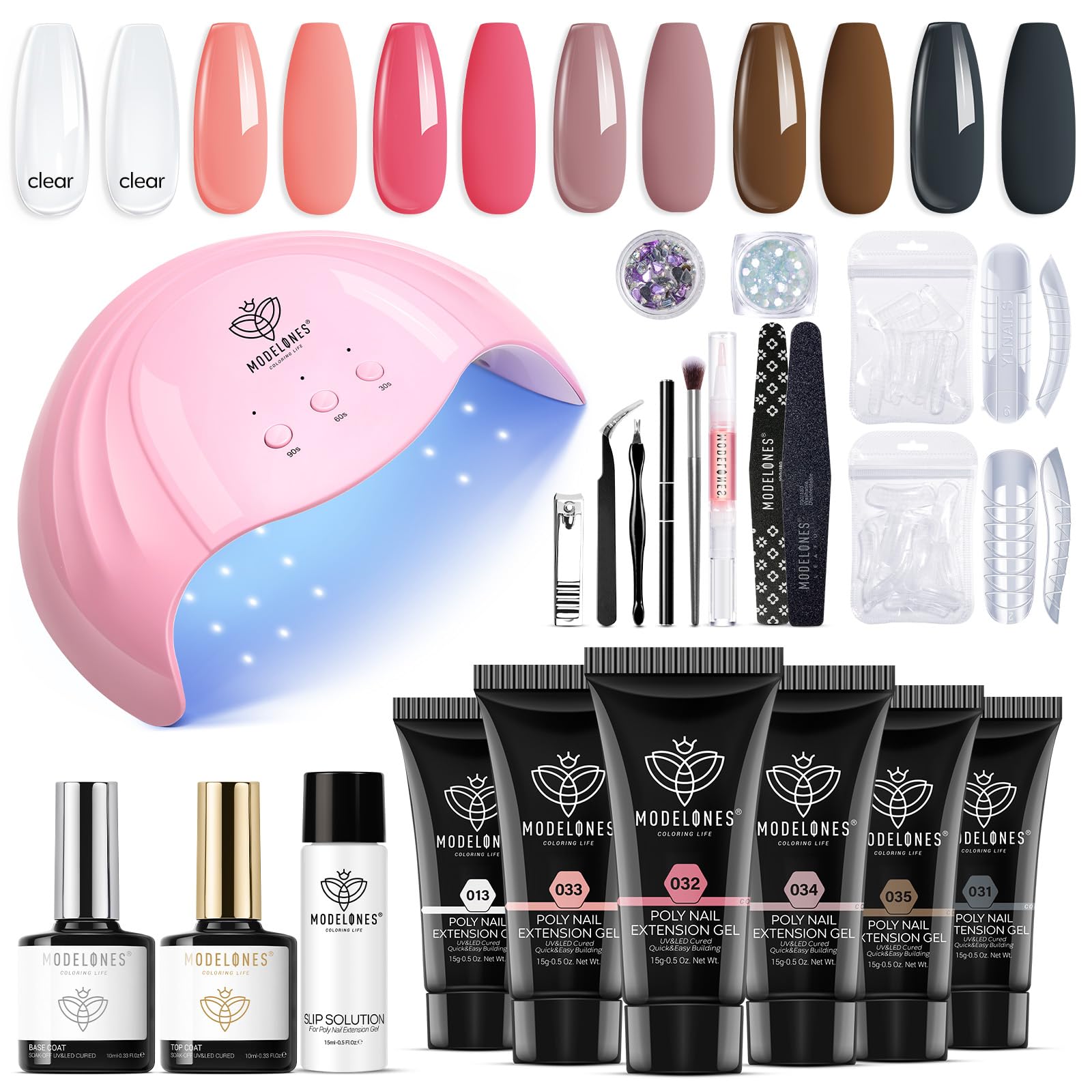 Buy THR3E STROKES Poly Nail Gel Extension Kit With Slip Solution Uv Nail  Lamp for Builder Gel UV Nail Art Kit Nail Extension Set. (WHITE+CLEAR  POLYGEL) Online at Low Prices in India -