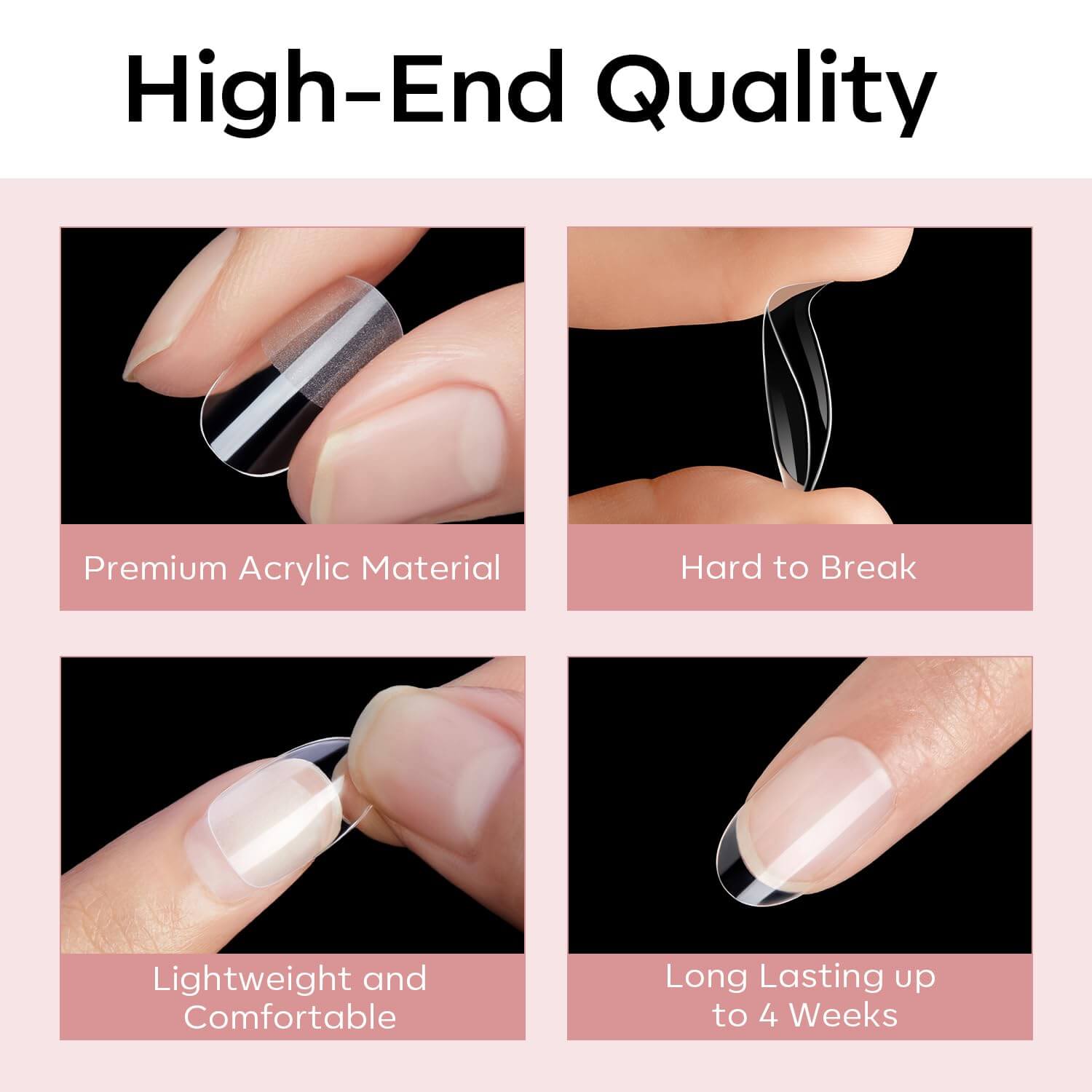 500 Pcs Semi-Frosted Short Oval Round Nail Tips