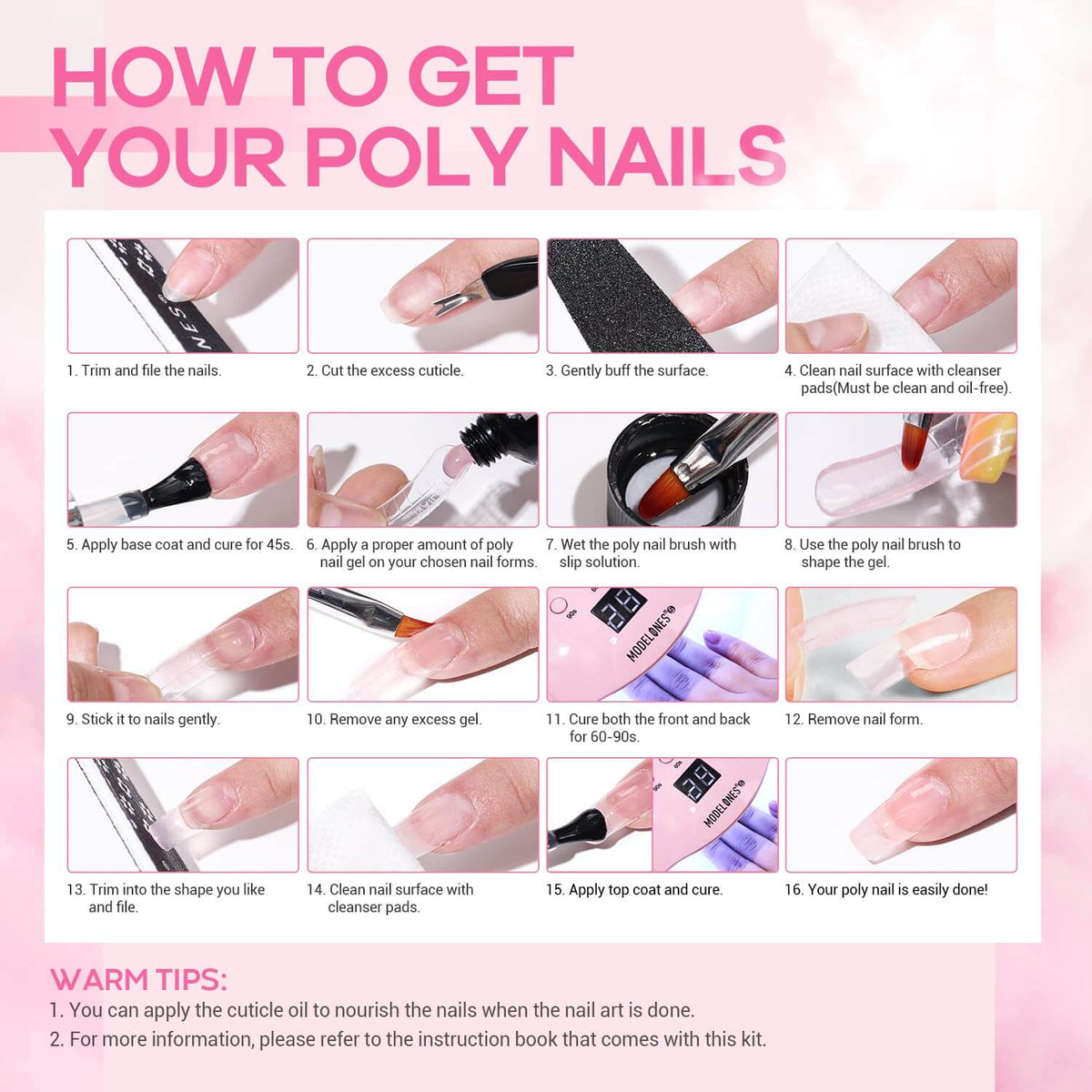 Pink Empire - 21Pcs 6 Colors Poly Nail Gel Kit Poly Nail Gel Kit MODELONES 