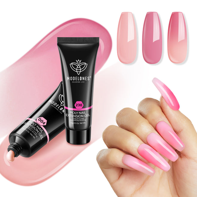 Pink Donut - 2Pcs Poly Nail Gel Set (15g)