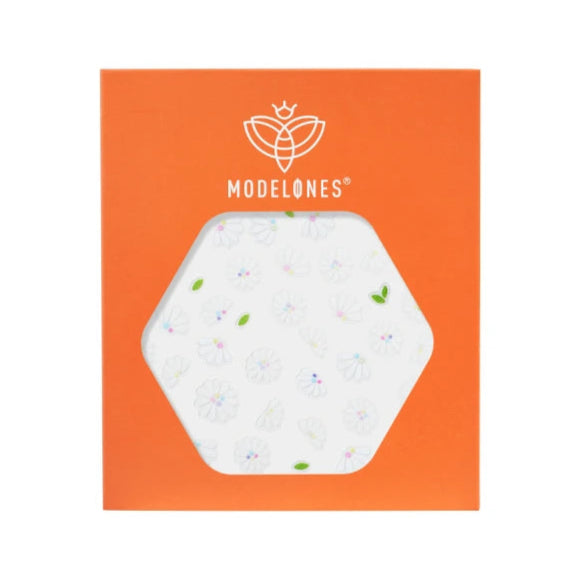 Vibrant Bloom Sticker Nail Art MODELONES #white-flowers