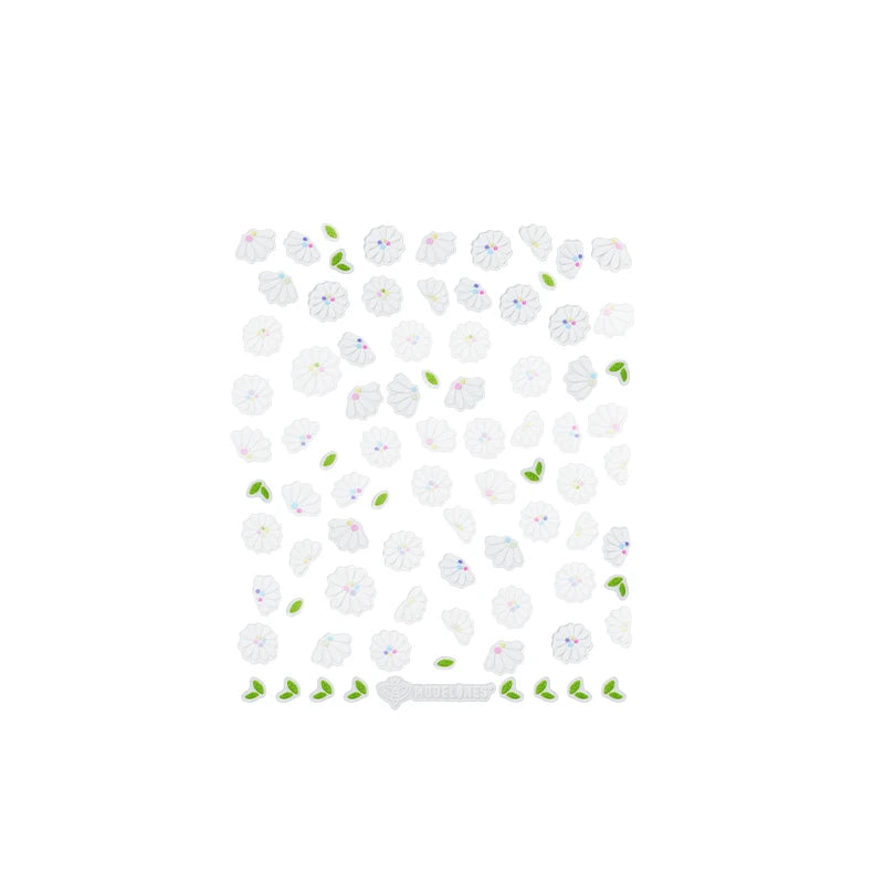 Vibrant Bloom Sticker Nail Art MODELONES #white-flowers