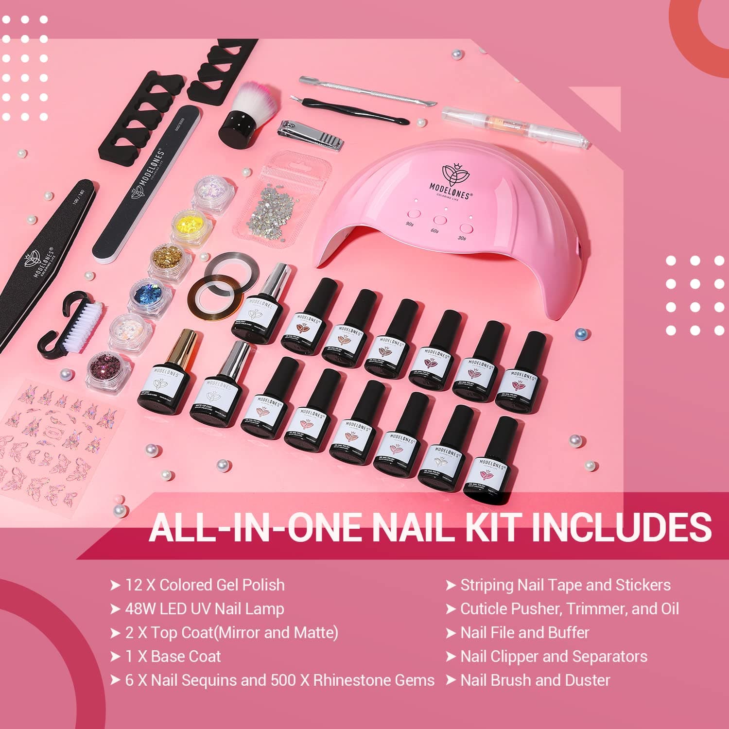 12 Colors Beginner Nail Gel Polish Kit 【US ONLY】 - MODELONES.com