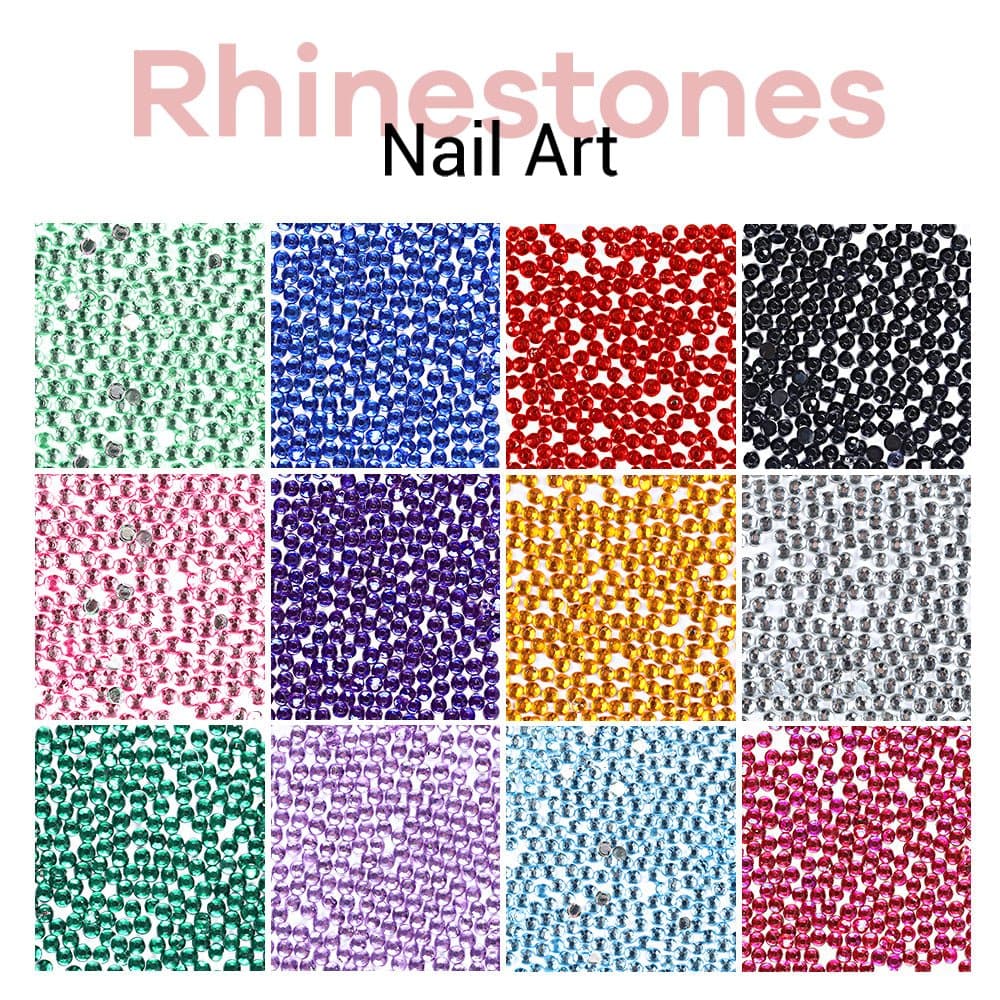 12 Shades Nail Art Rhinestones - MODELONES.com