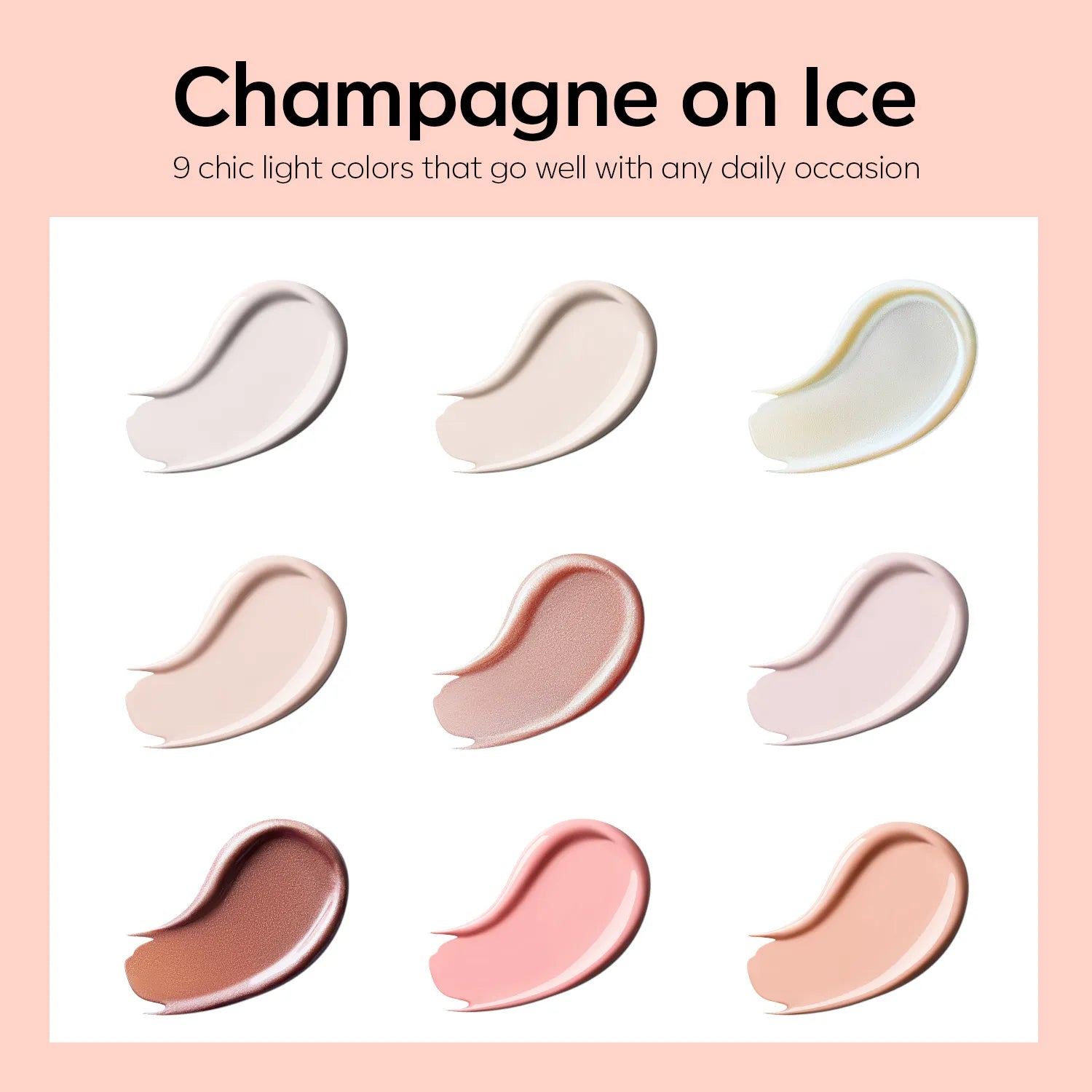 Champagne on Ice - 9 Shades Solid Cream Gel Polish Color Cube