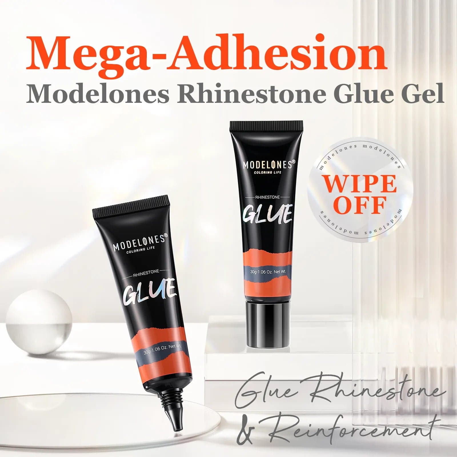 Modelones Rhinestone Glue Gel for Nails Gem Glue NO WIPE Nail Gel