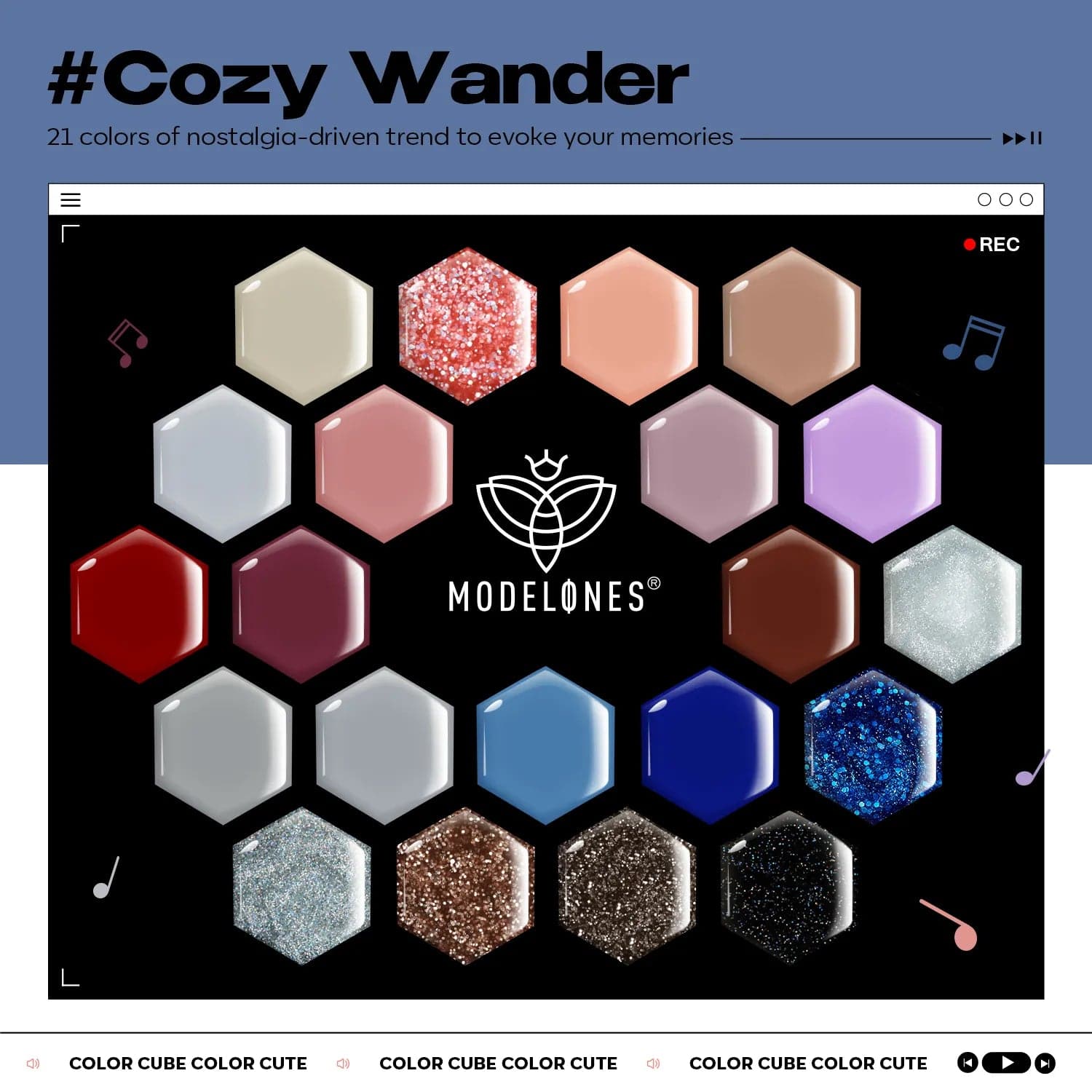Cozy Wander - 21 Colors Vinyl Record Solid Cream Gel Polish Color Cube