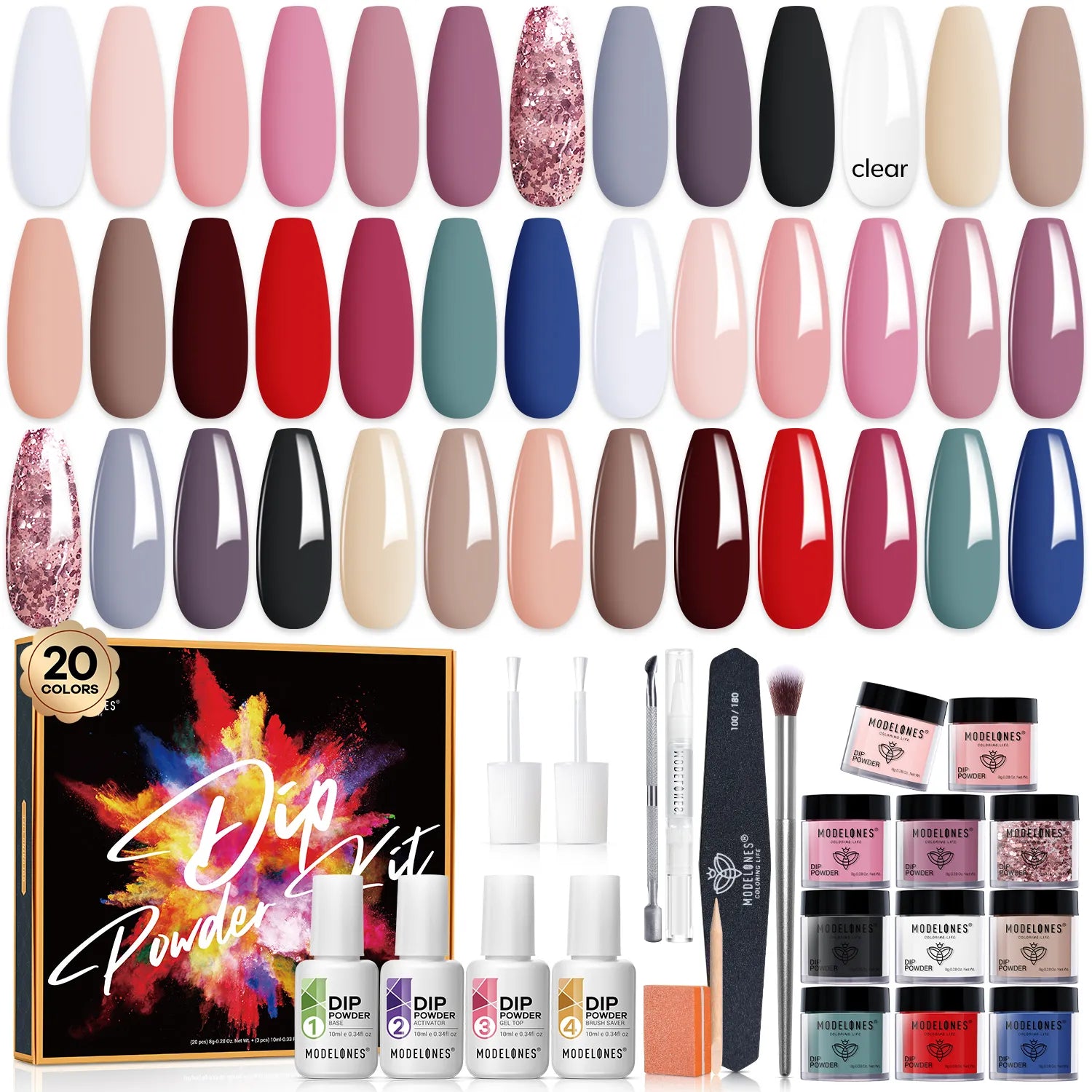 Your Type - 32Pcs 20Colors Dipping Powder All-In-One Kit【US ONLY】