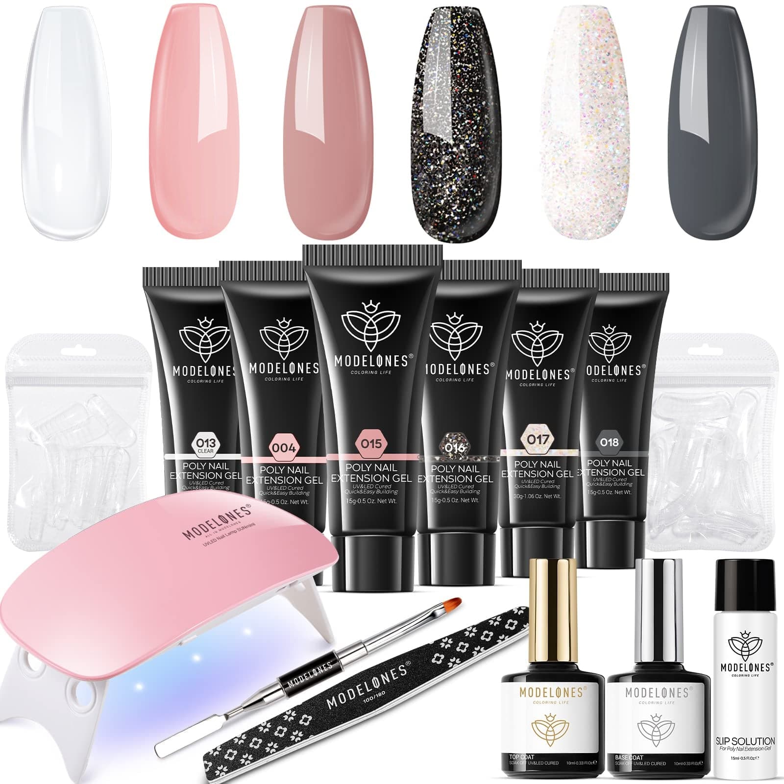 Nude Clear Black Pink - 6 Colors Poly Nail Gel Kit