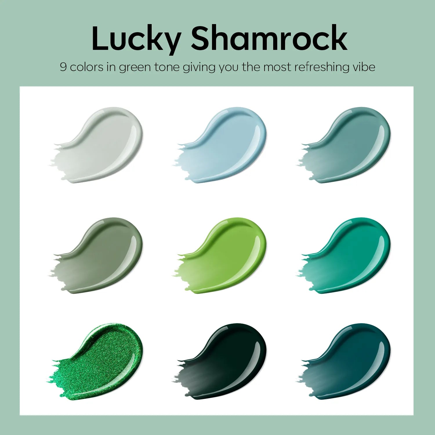 Lucky Shamrock - 9 Shades Solid Cream Gel Polish Color Cube