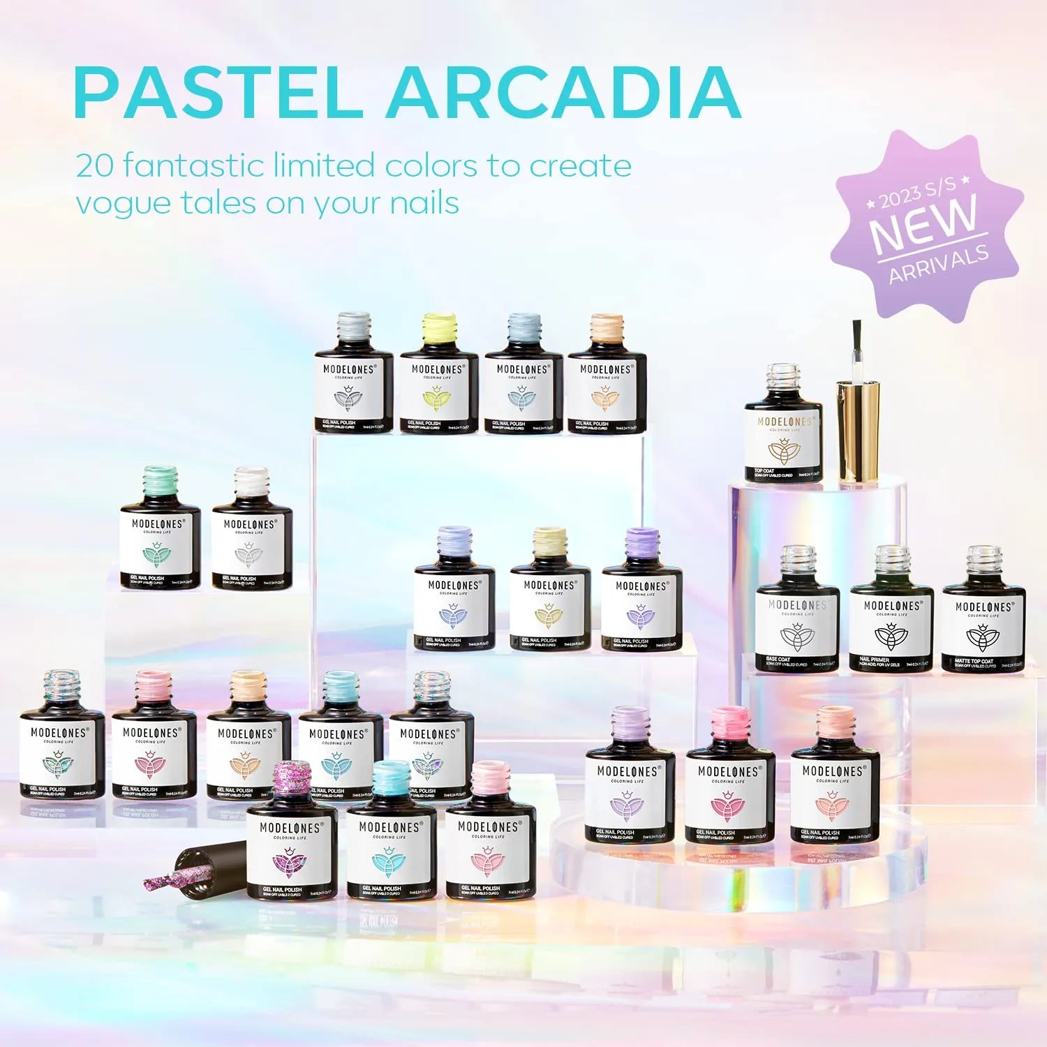 Pastel Arcadia - 24Pcs 20Colors Gel Nail Polish Kit【US ONLY】