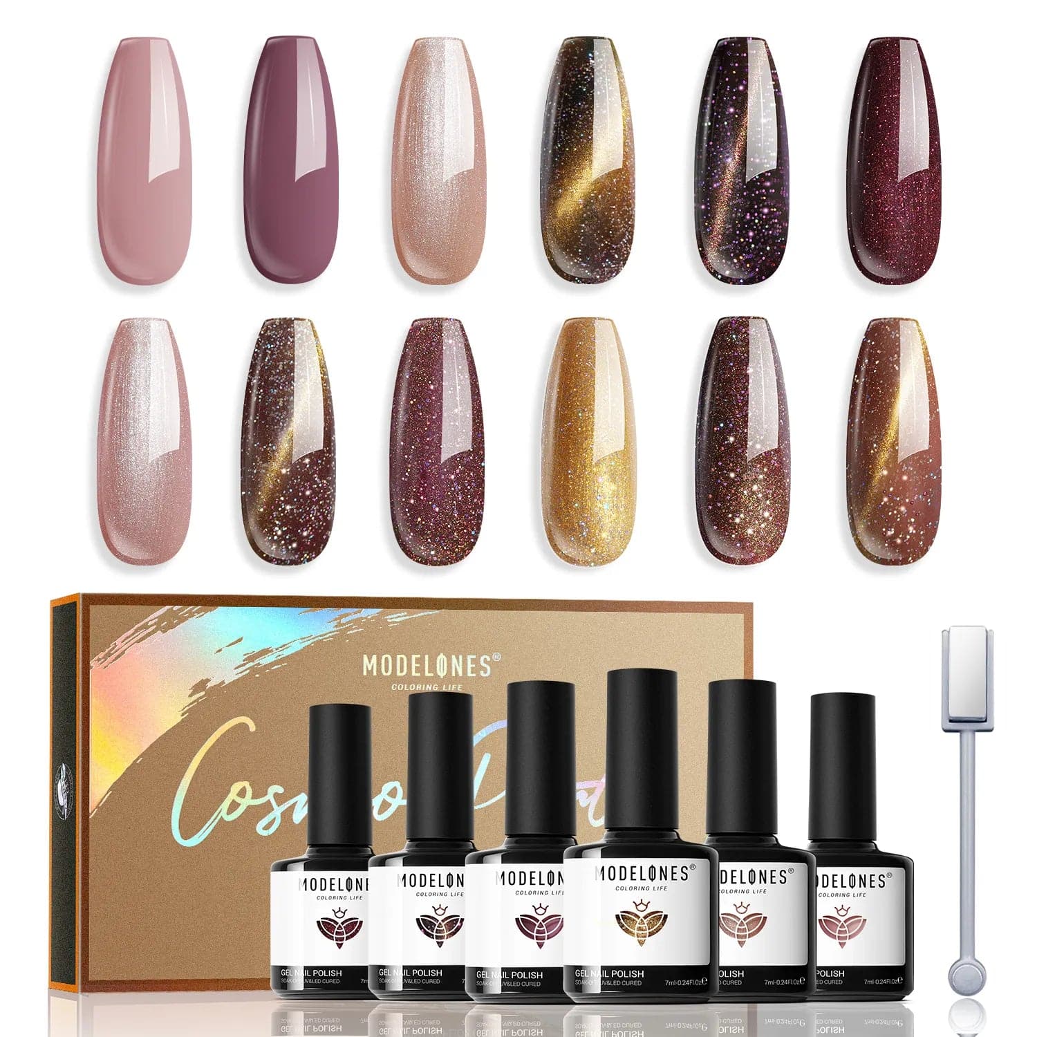Glitter Waves - 6 Colors Cosmo Party Gel Nail Polish Set