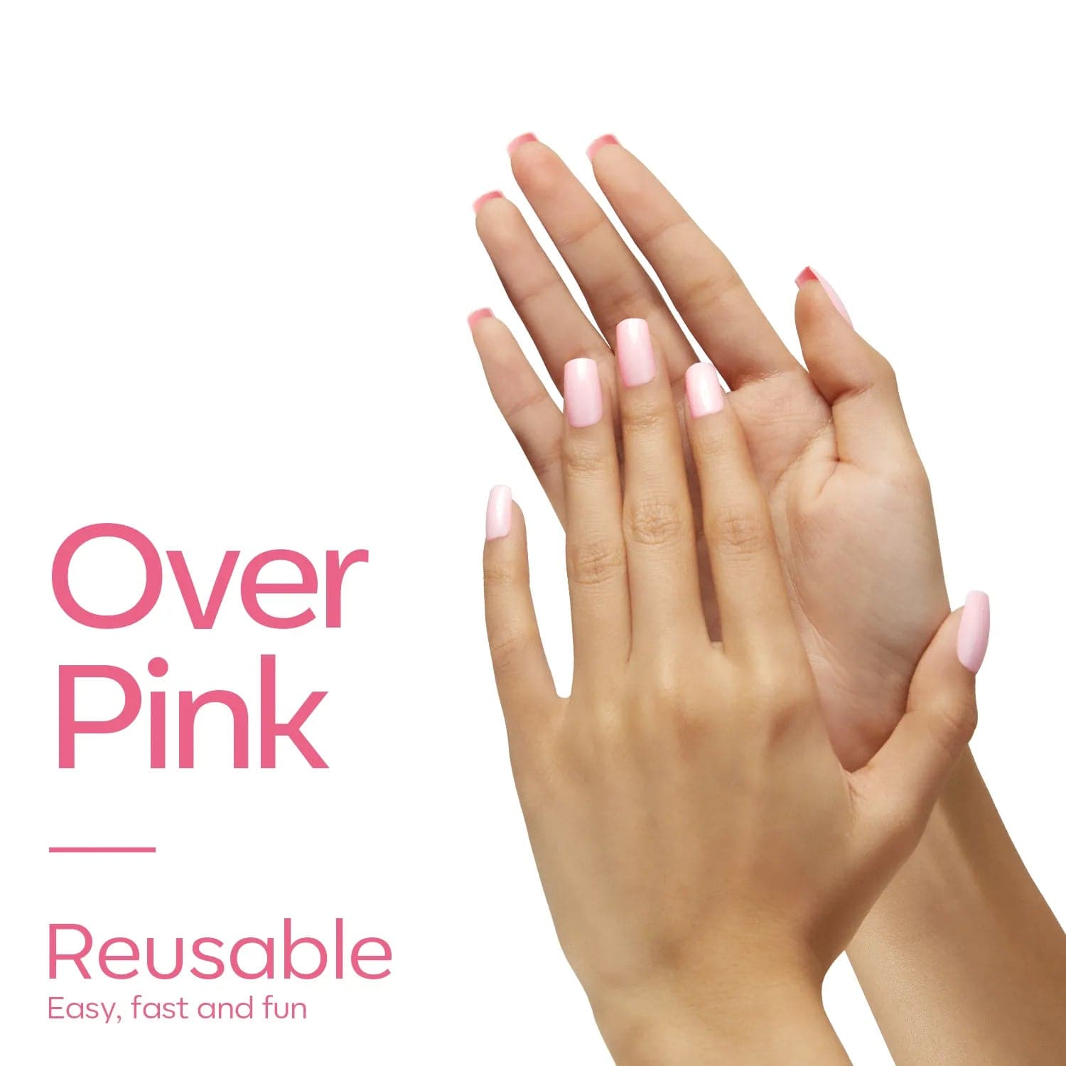 Over Pink - 36 Fake Nails 12 Sizes Medium Square Press on Nails Kit