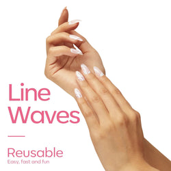 Line Waves - 24 Fake Nails 12 Sizes Short Almond Press on Nails Kit