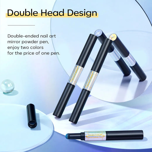 4 Colors Double-ended Nail Art Mirror Powder Pen Set With Holographic Mirror Effect