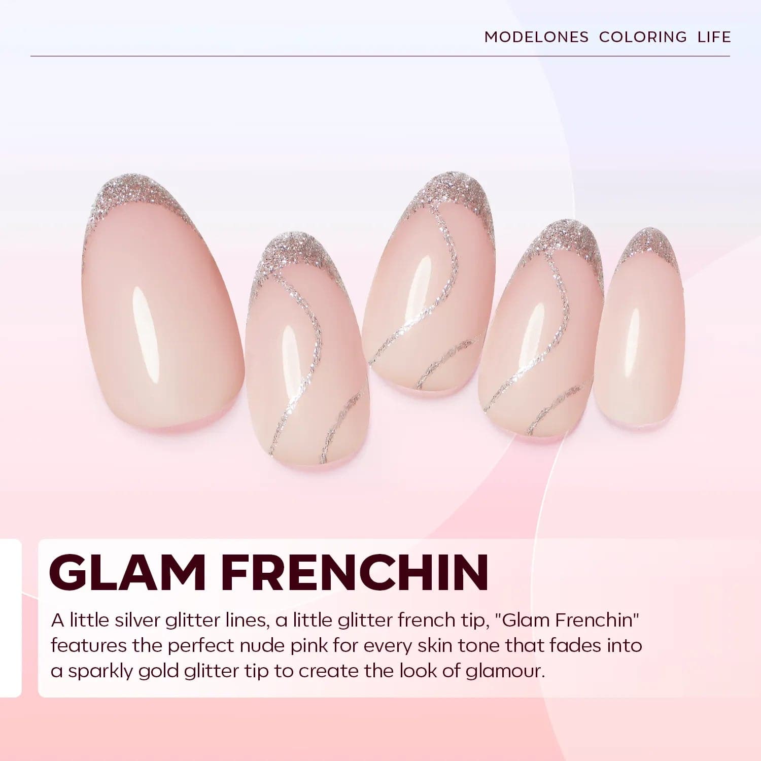 Glam Frenchin - 24 Fake Nails 12 Sizes Short Almond Press on Nails Kit