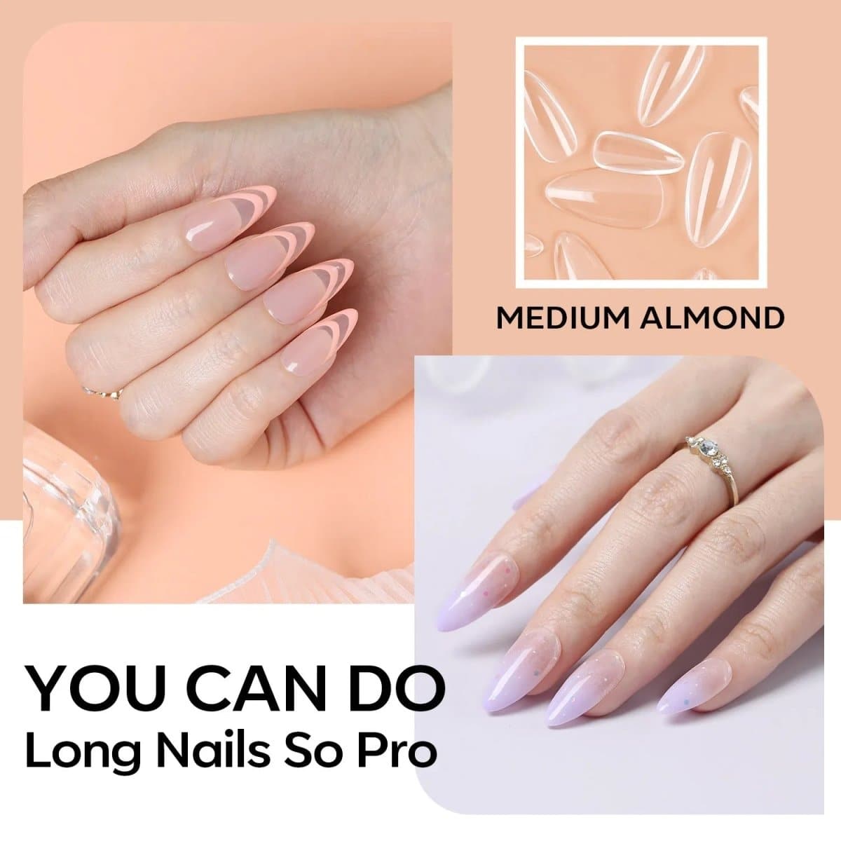 Clear Full Cover Nail Tips Collection - MODELONES.com