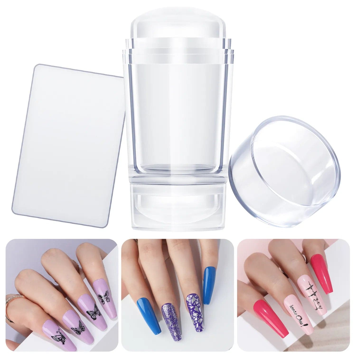 French Manicure Jelly Silicone Stamp with Scraper Set