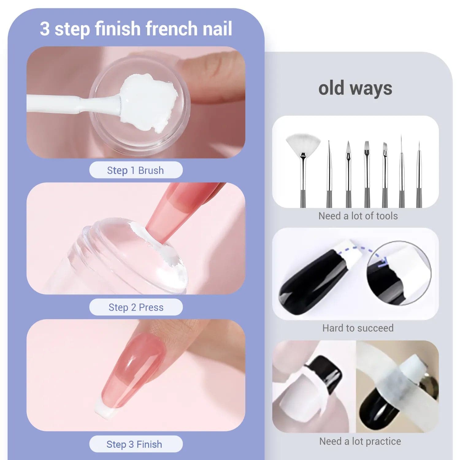 French Manicure Jelly Silicone Stamp with Scraper Set
