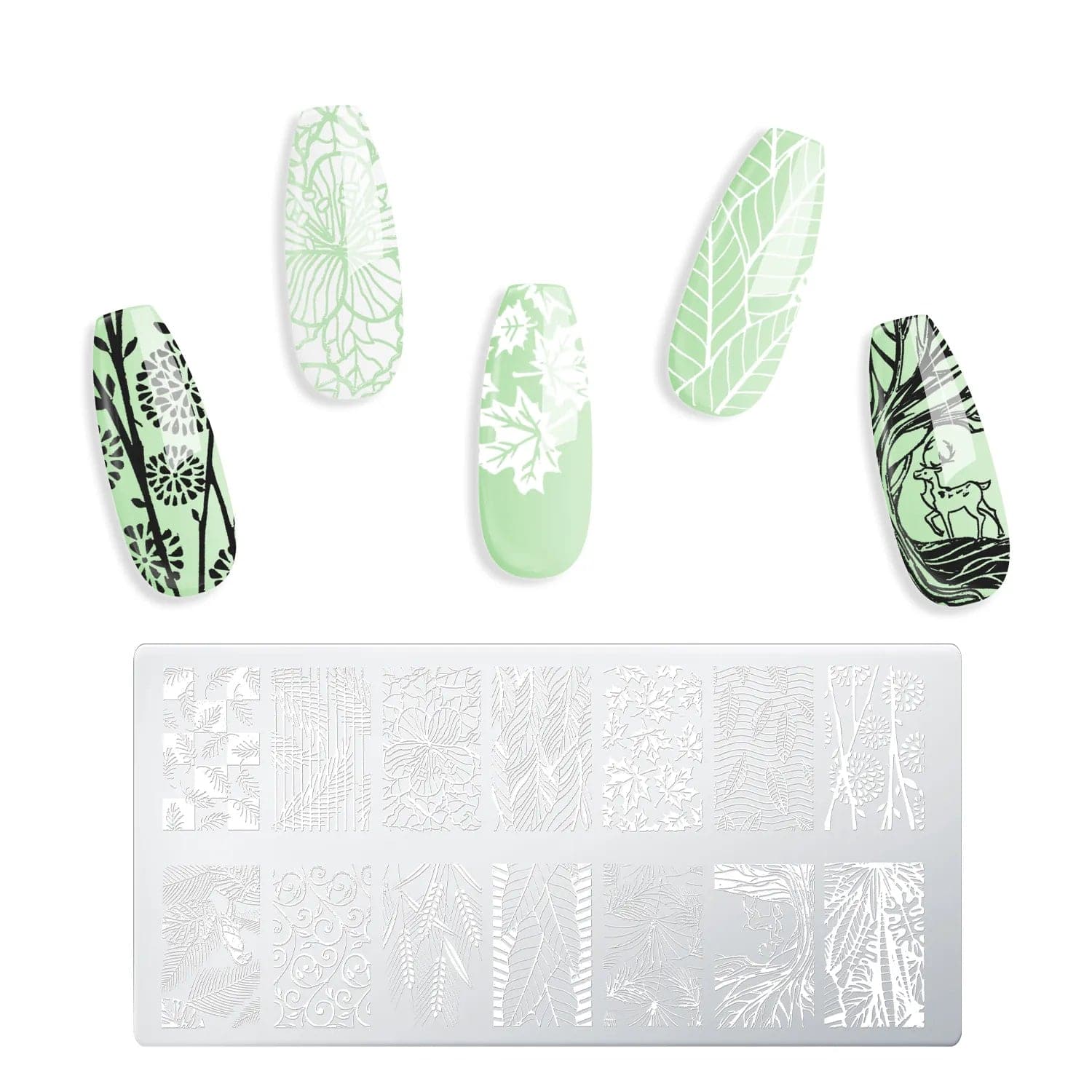 Elegant Leaves - Nail Stamping Plates | Modelones, Without Stamper