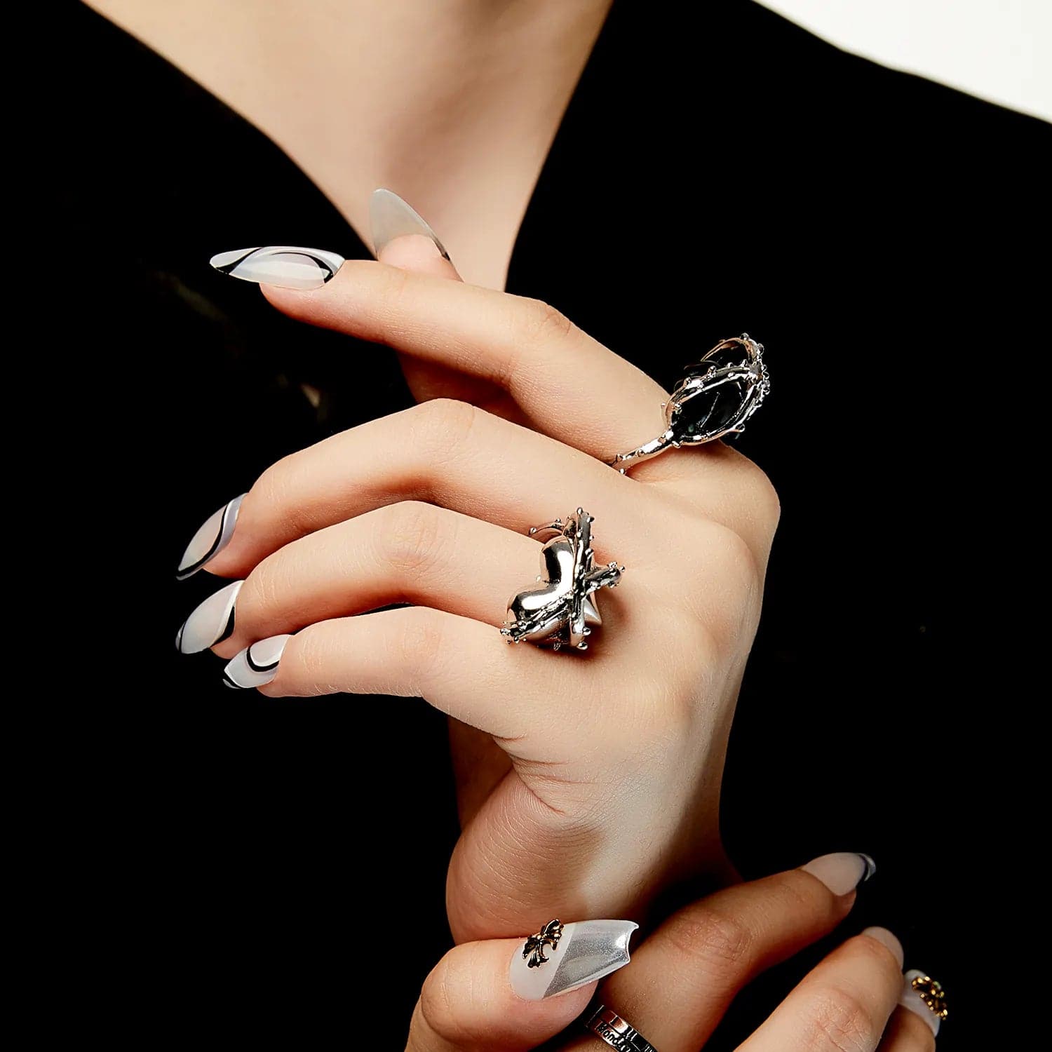 2Pcs Vintage Silver Knuckle Rings Set