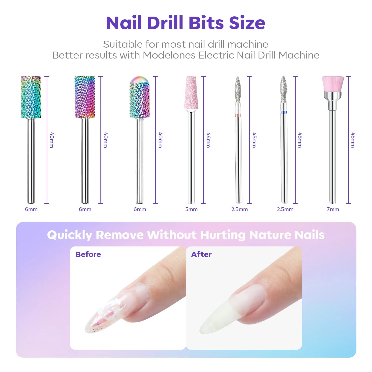 Modelones 7Pcs Professional Nail Drill Bits
