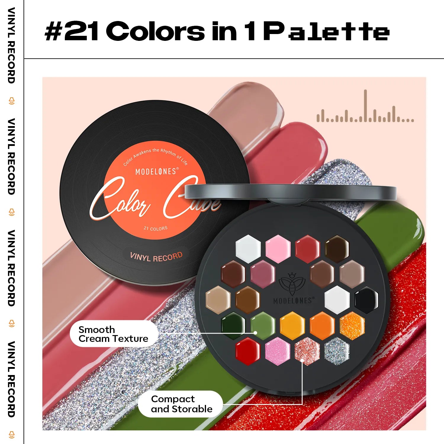 21 Colors Vinyl Record Solid Cream Gel Polish Color Cube Collection