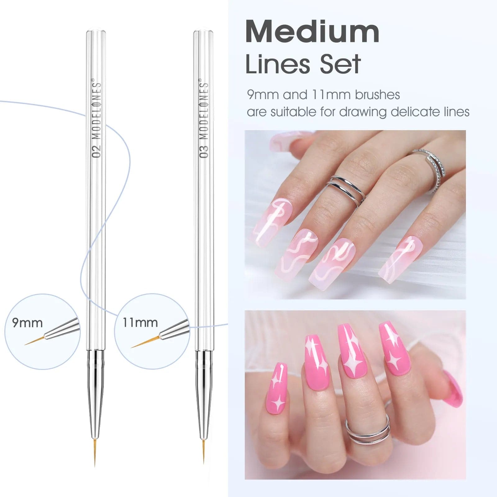 5Pcs Pure Nail Art Liner Brushes Set - MODELONES.com