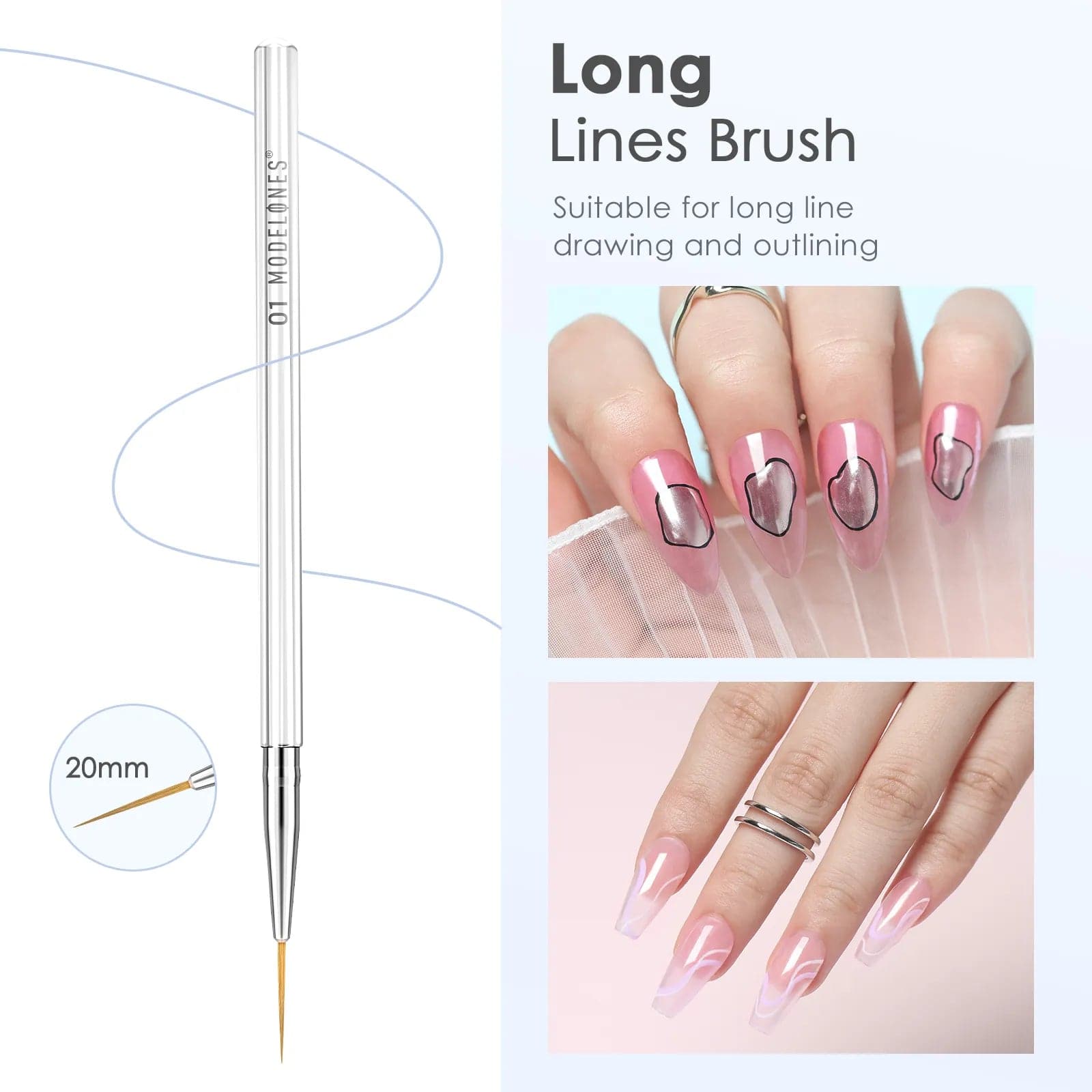 5Pcs Pure Nail Art Liner Brushes Set - MODELONES.com