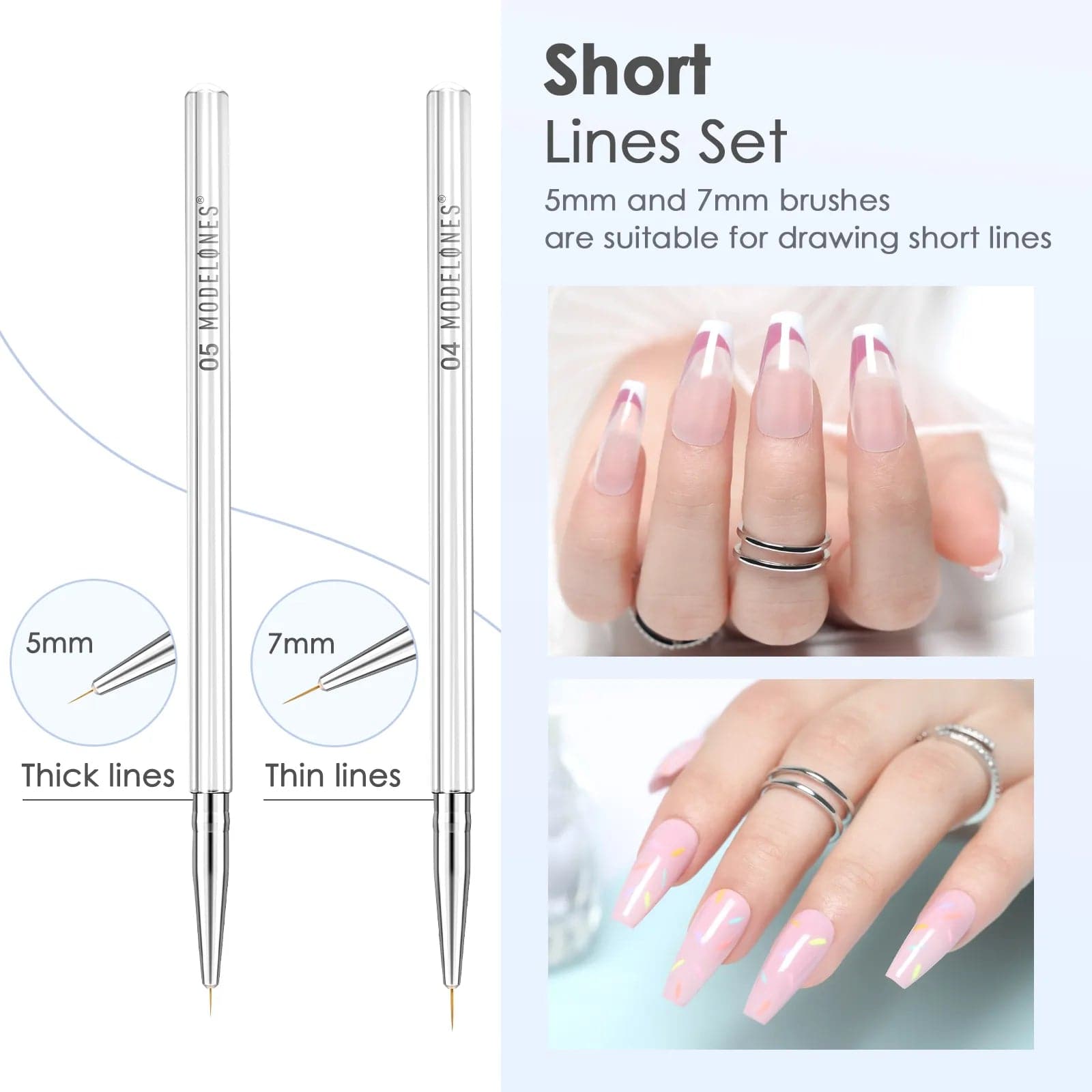 5Pcs Pure Nail Art Liner Brushes Set - MODELONES.com