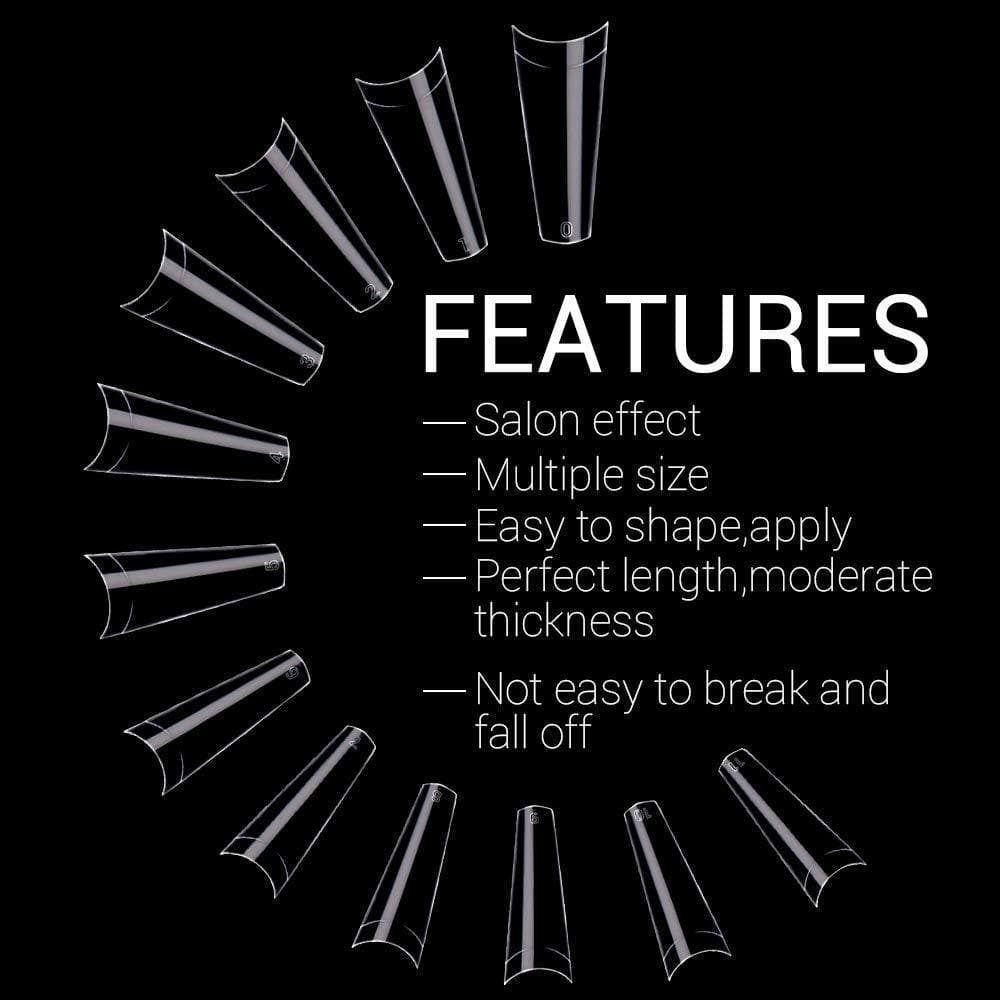 600Pcs Half Cover Nail Tips - Clear - MODELONES.com