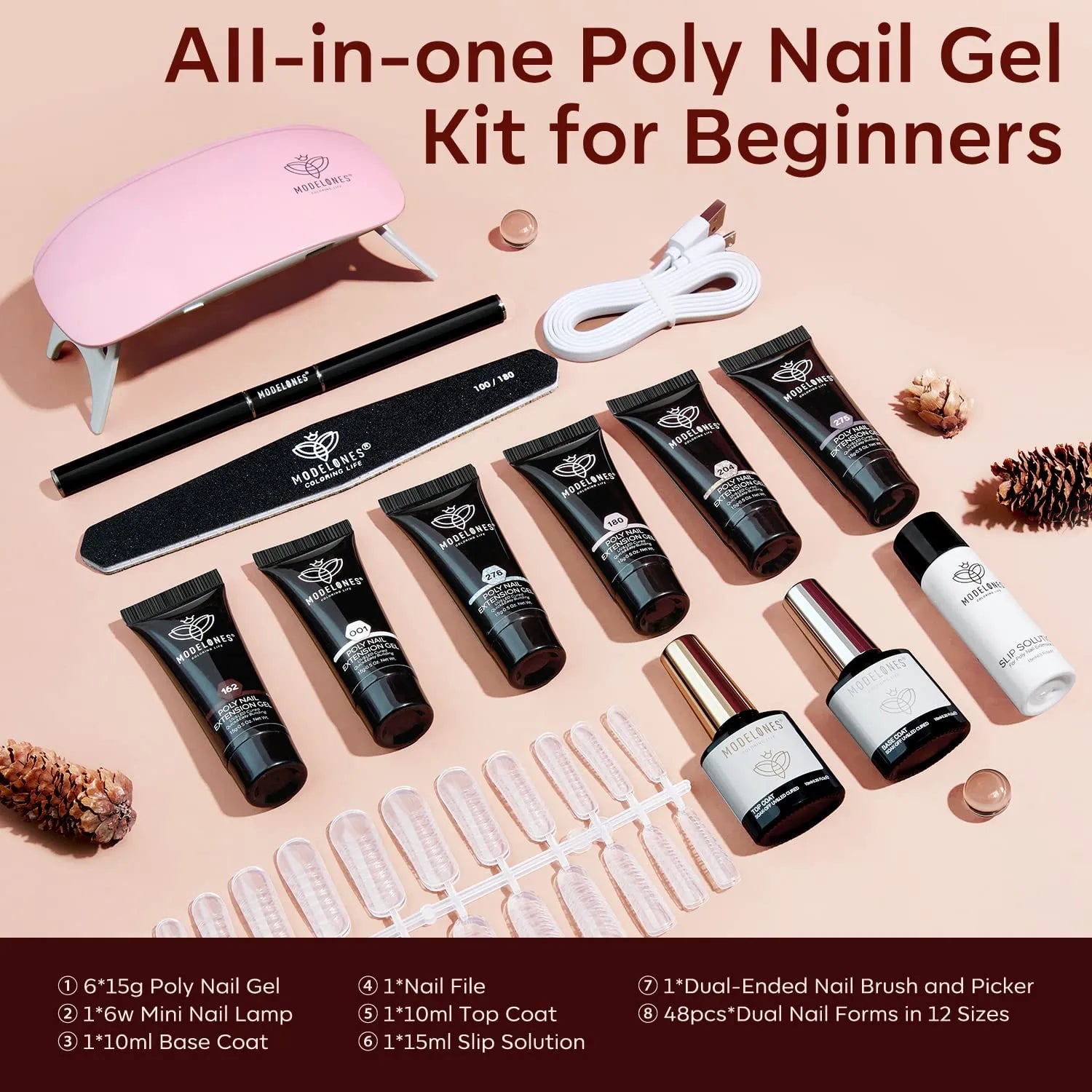 Midnight Champagne - 6 Colors Poly Nail Gel Kit【US ONLY】