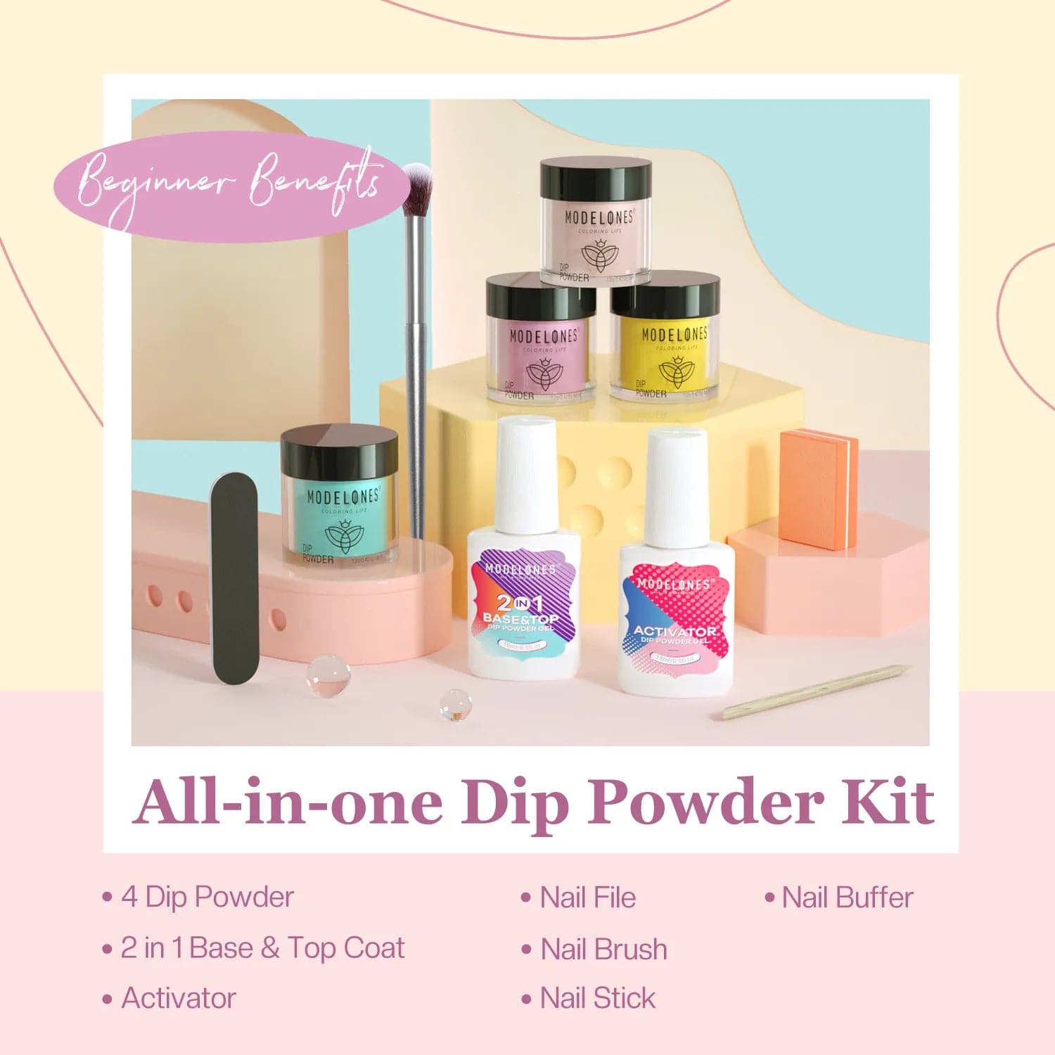 Colorful Candy - 10Pcs Dipping Powder All-In-One Kit