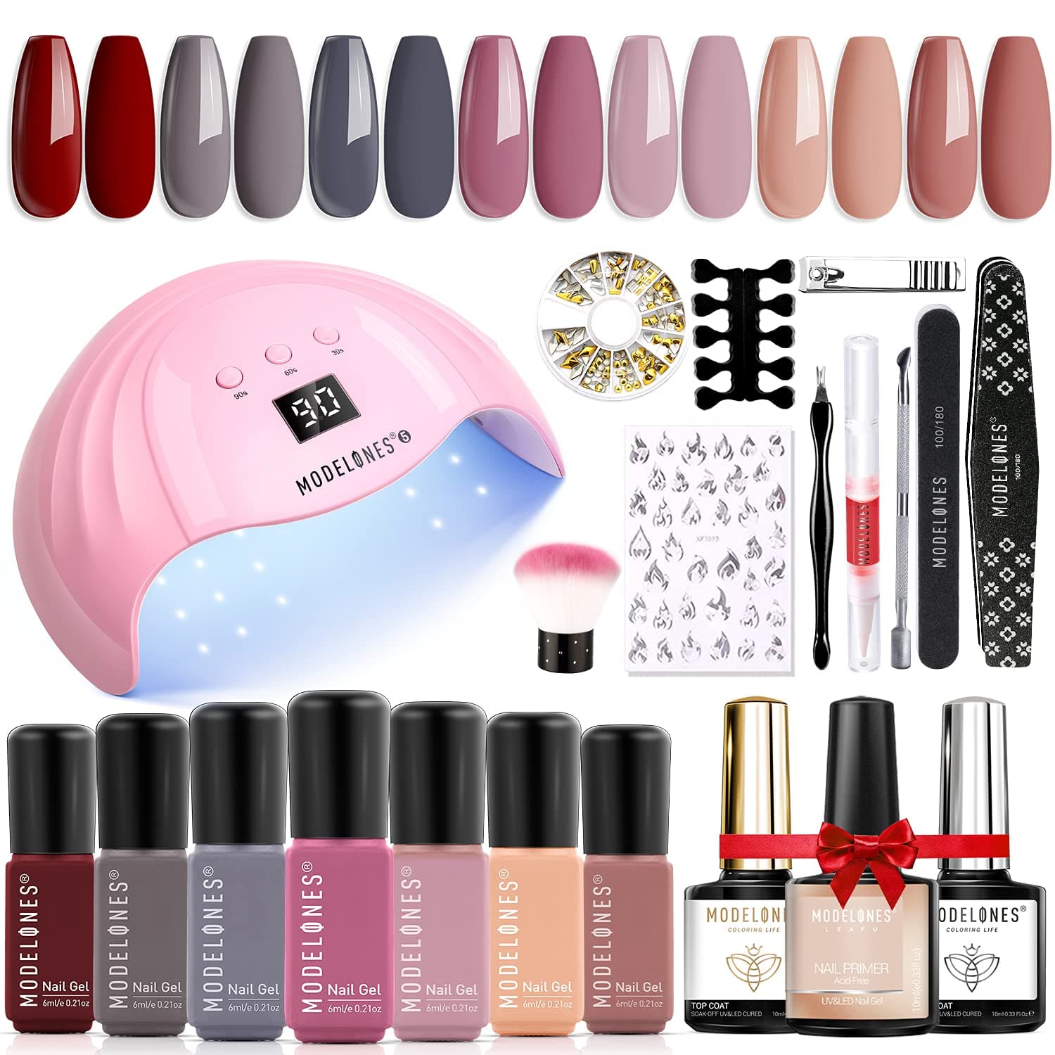 Happy Lover - 21Pcs 7 Colors Starter Nail Gel Polish Kit【US ONLY】