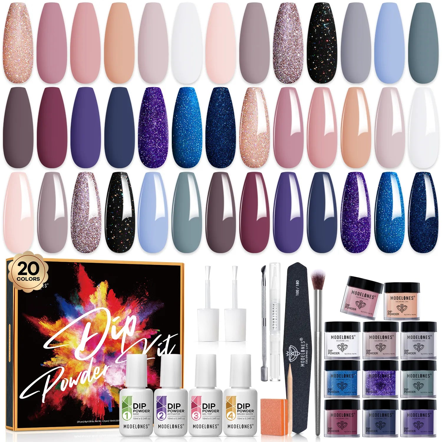 Hot Stuff - 32Pcs 20Colors Dipping Powder All-In-One Kit【US ONLY】