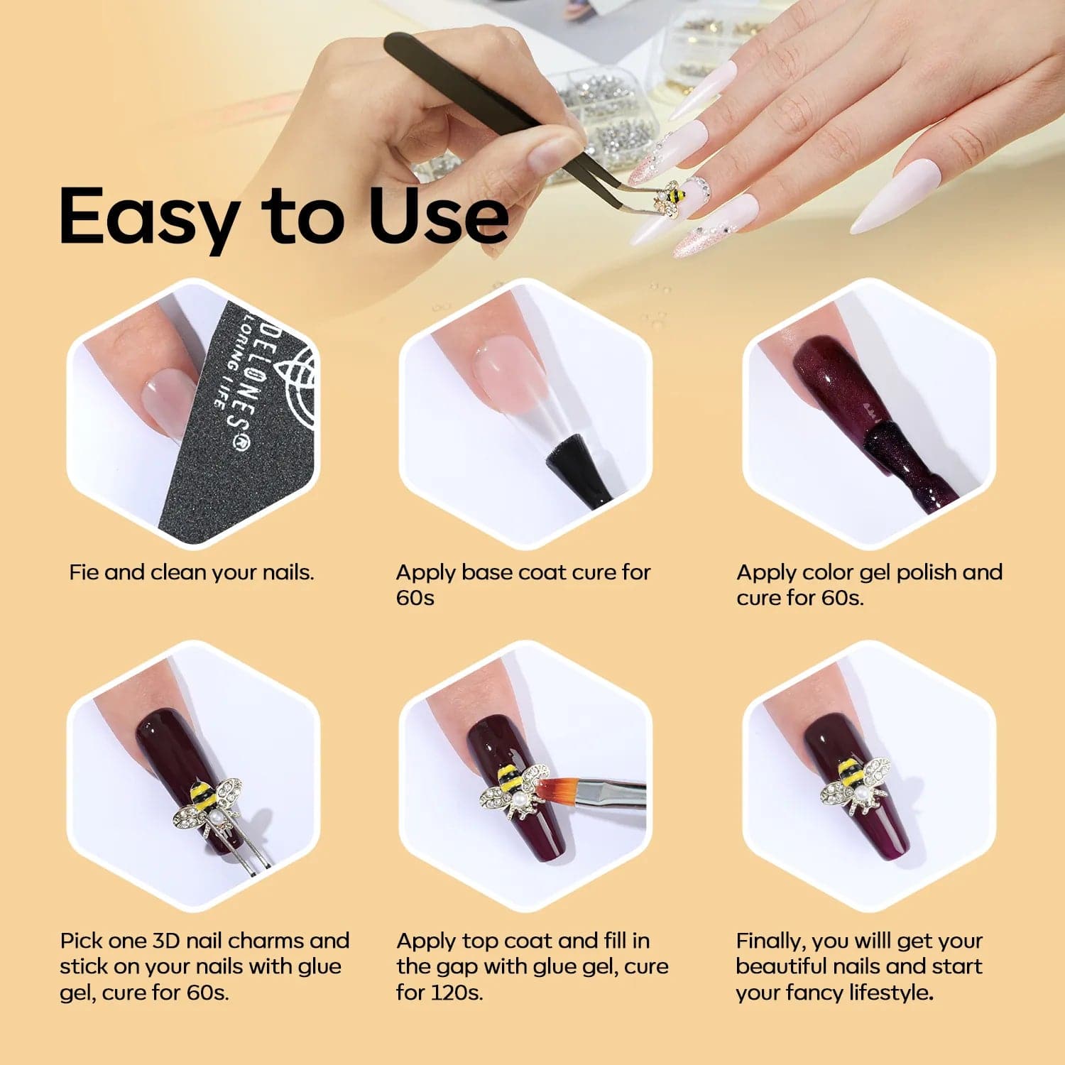 How To Apply and Super Secure Nail Art Charms, Studs, and Rhinestones 