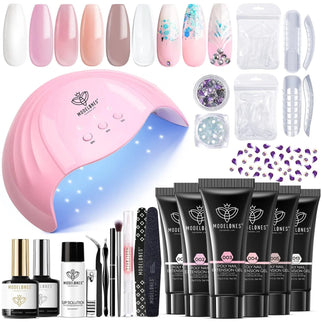 Rhinestones Glitter - 22Pcs 6 Colors Poly Nail Gel Kit