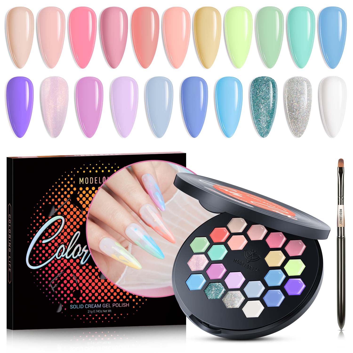 Macaron Paradise - 21 Colors Vinyl Record Solid Cream Gel Polish Color Cube【US ONLY】