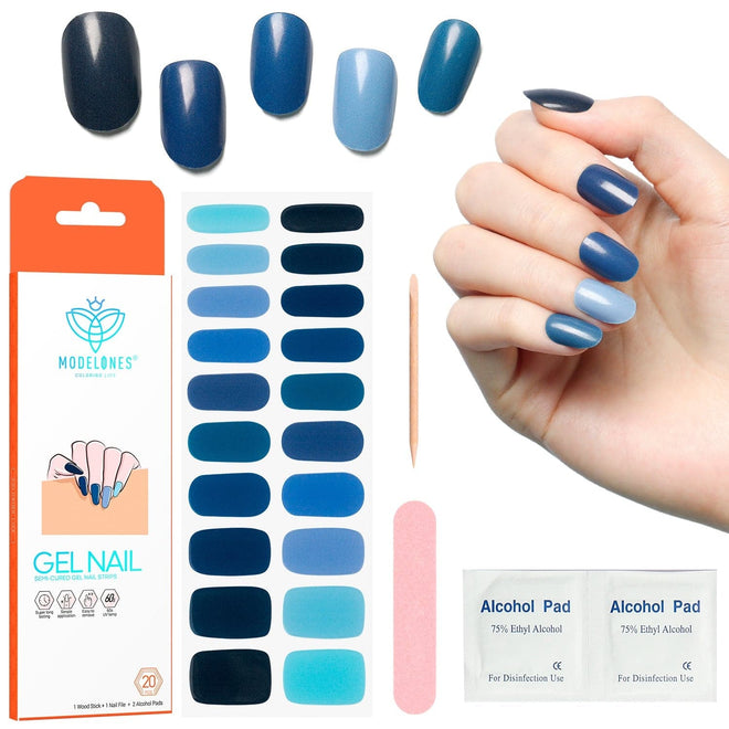 Blue - Semi-Cured Gel Nail Strips - MODELONES.com