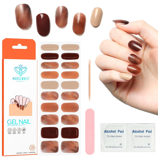 Brown - Semi-Cured Gel Nail Strips - MODELONES.com