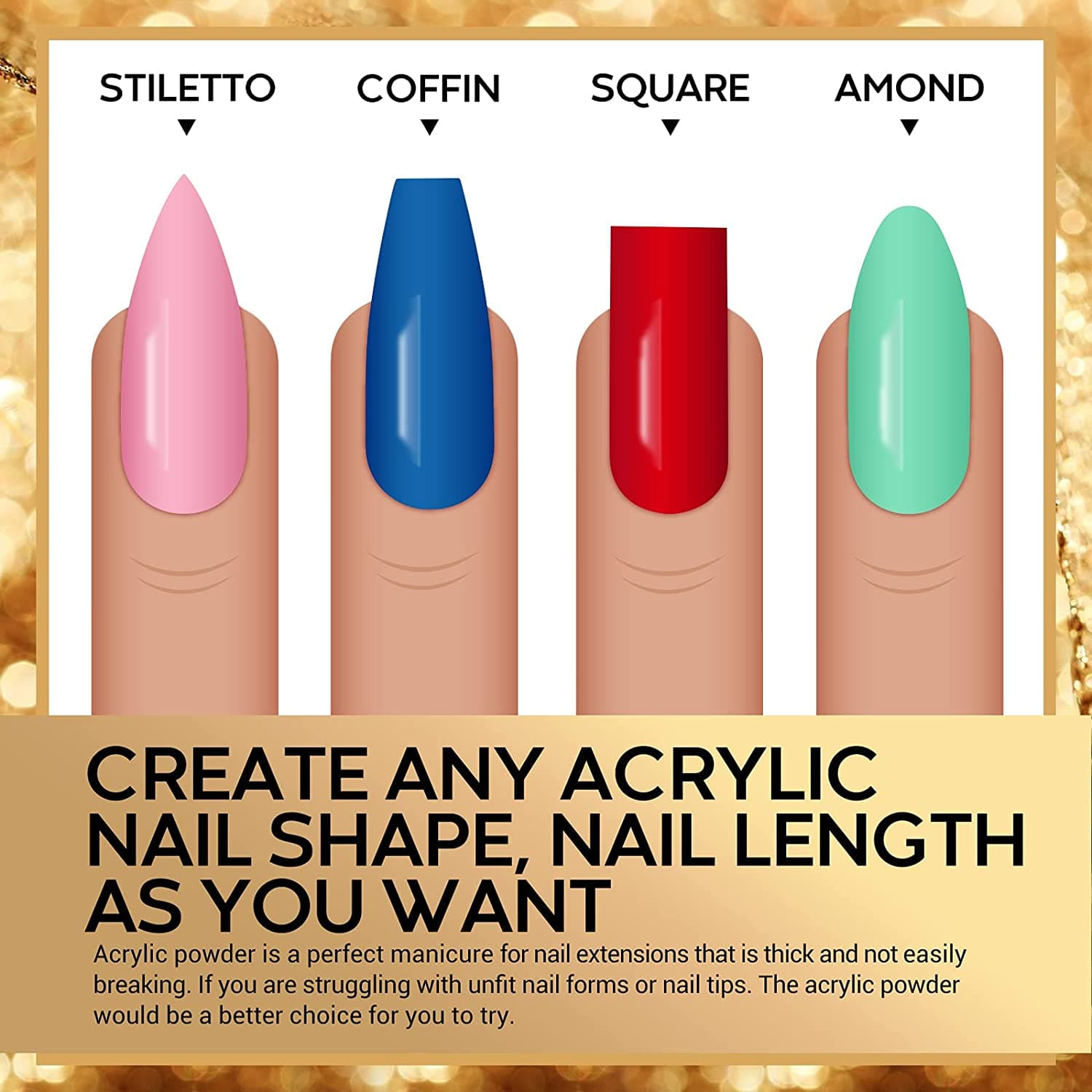 Modelones Multicolor Acrylic Powder Set 24 Pcs For Nail Extension