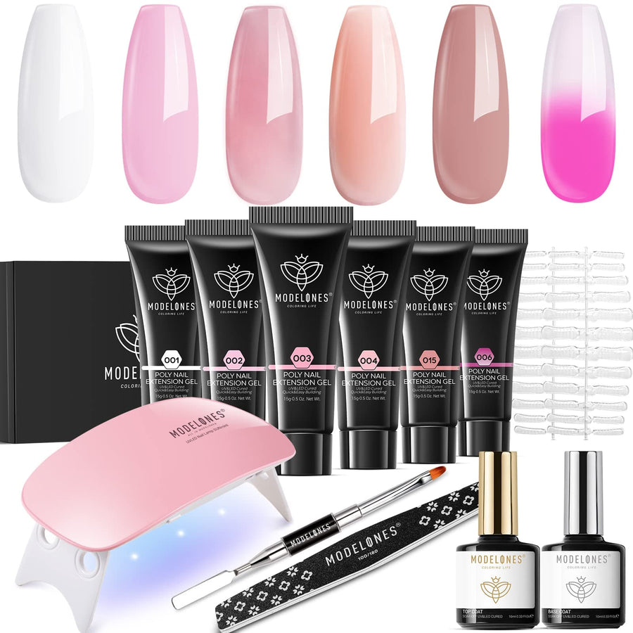 Modelones Poly Nail Gel Kit With Slip Solution Extension Builder Enhancement Professional