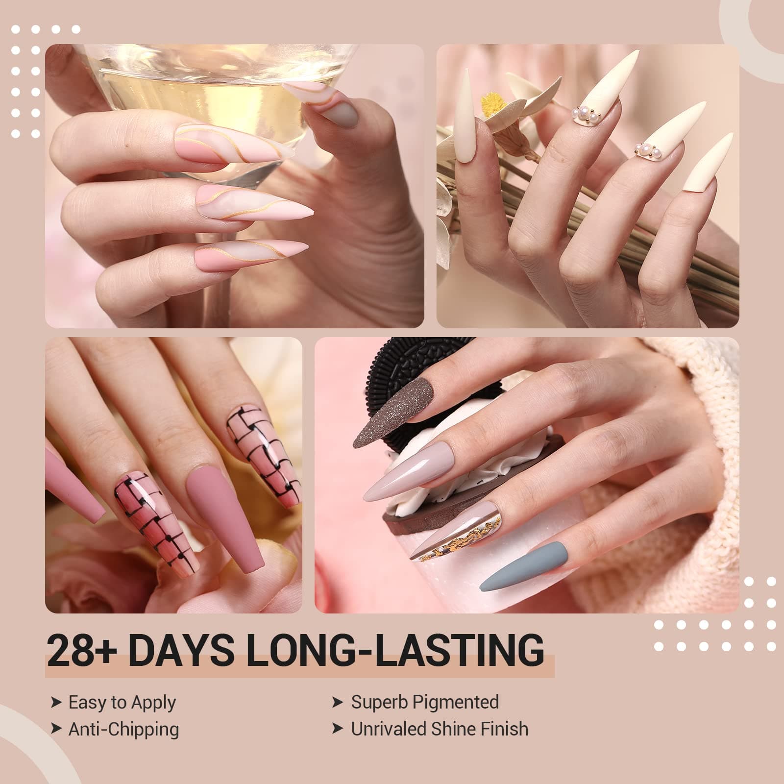 Gentle nude - 12 Colors Nail Gel Polish Kit 【US ONLY】 - MODELONES.com