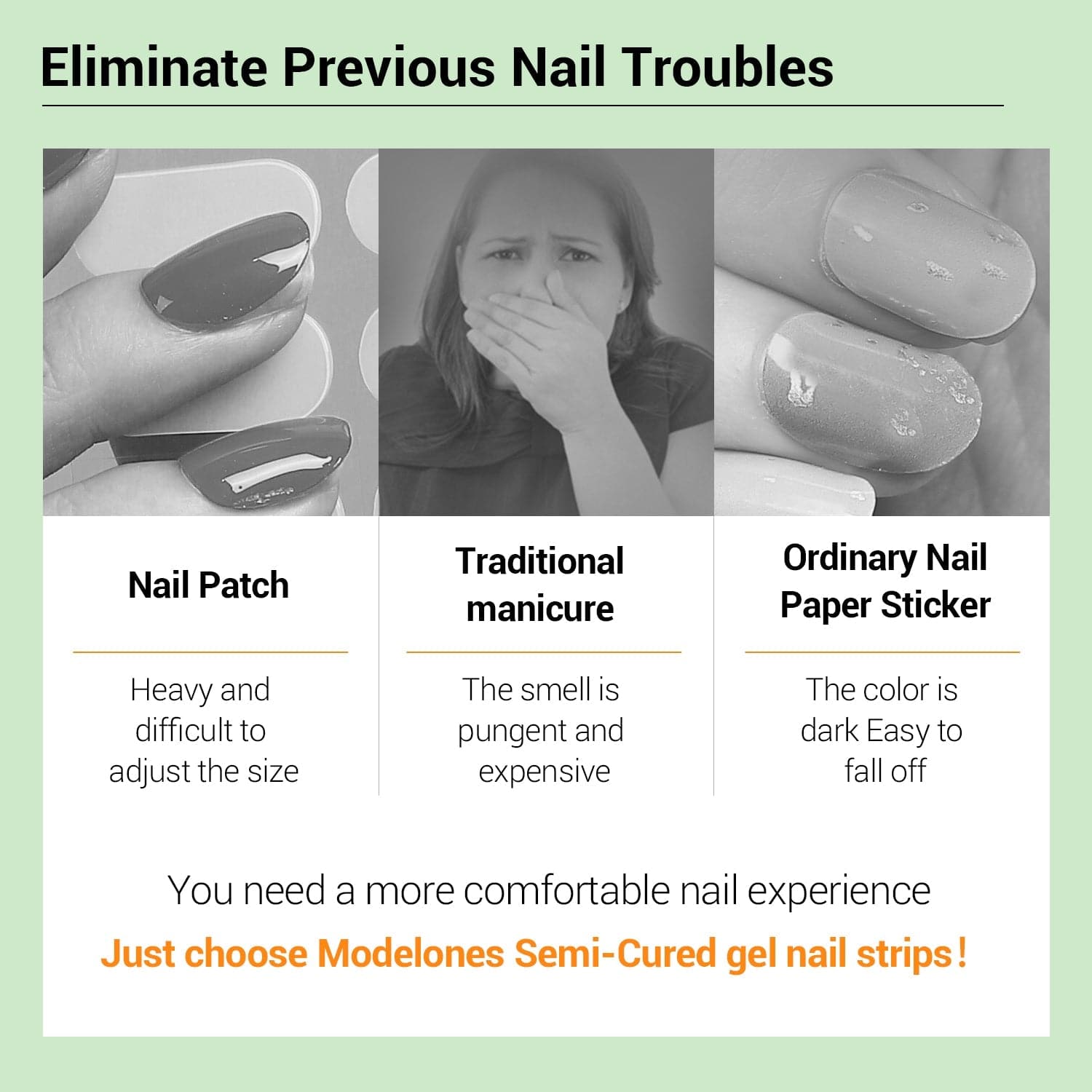 Green - Semi-Cured Gel Nail Strips - MODELONES.com