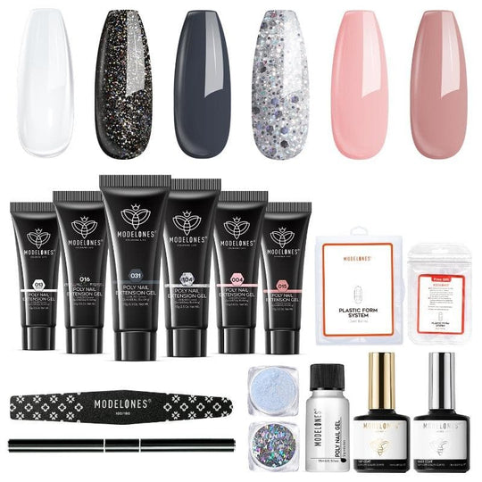 Modelones Poly Nail Gel Kit With Slip Solution Extension Builder Enhancement Professional