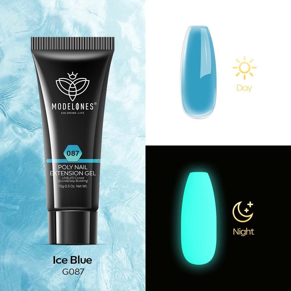 Ice Blue - Luminous Poly Nail Gel (15g) - MODELONES.com