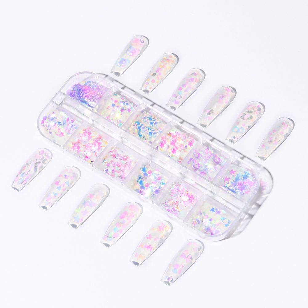 Iridescent Mylar Flakes - Nail Art Glitter Kit - MODELONES.com