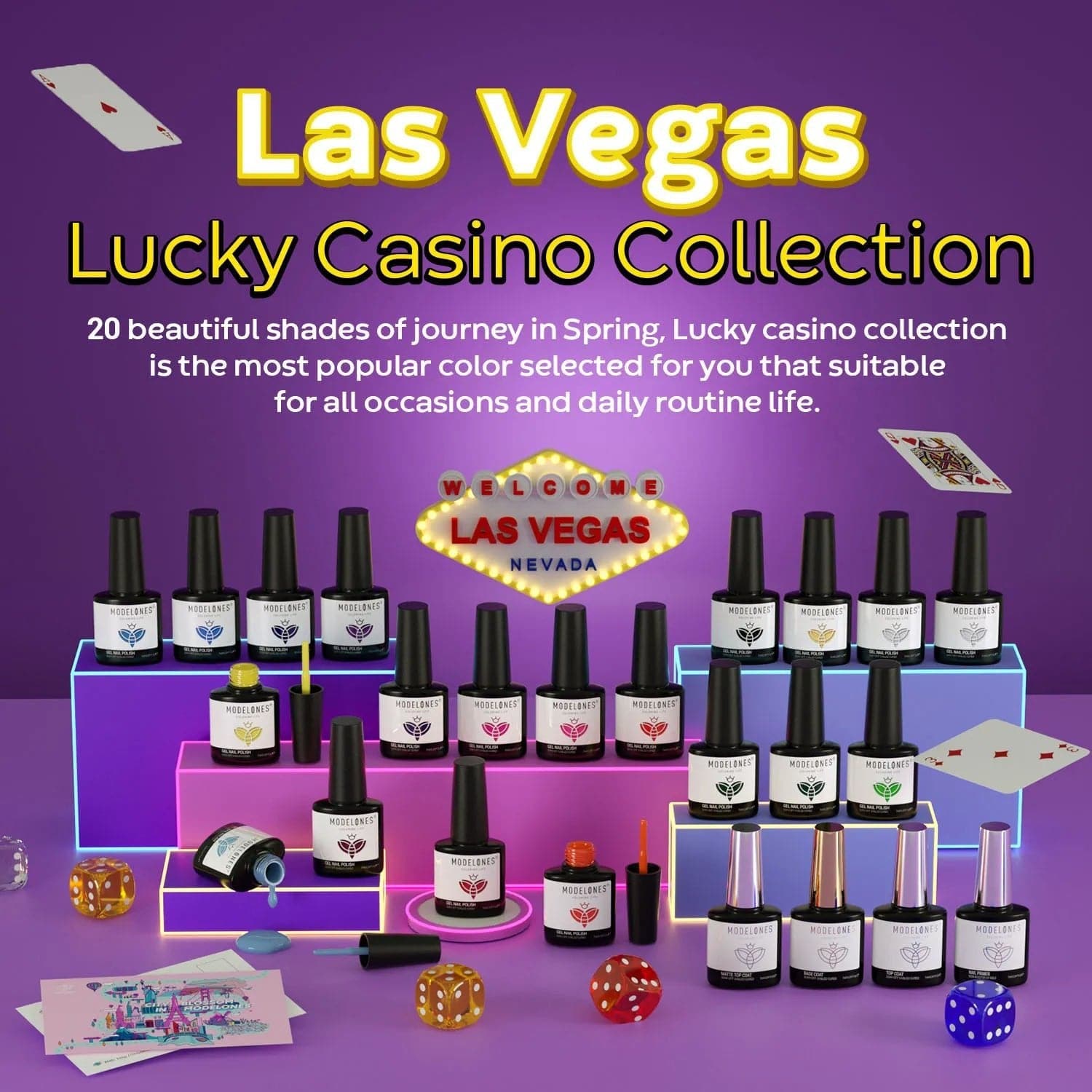 Las Vegas – Lucky Casino Collection - 24Pcs 20 Colors Gel Nail Polish Kit【US ONLY】 - MODELONES.com